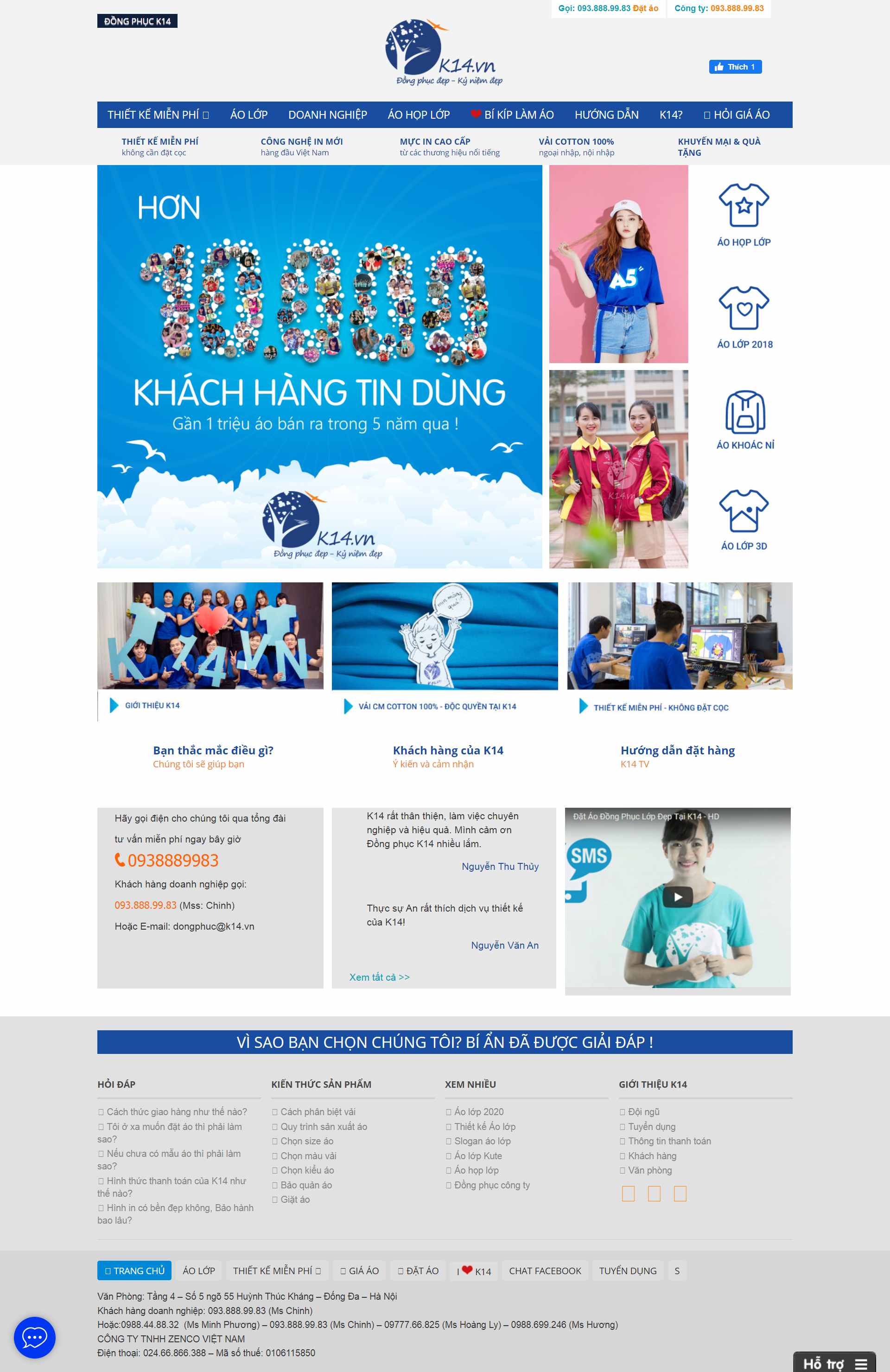 Thiết kế Web may đồng phục k14.vn