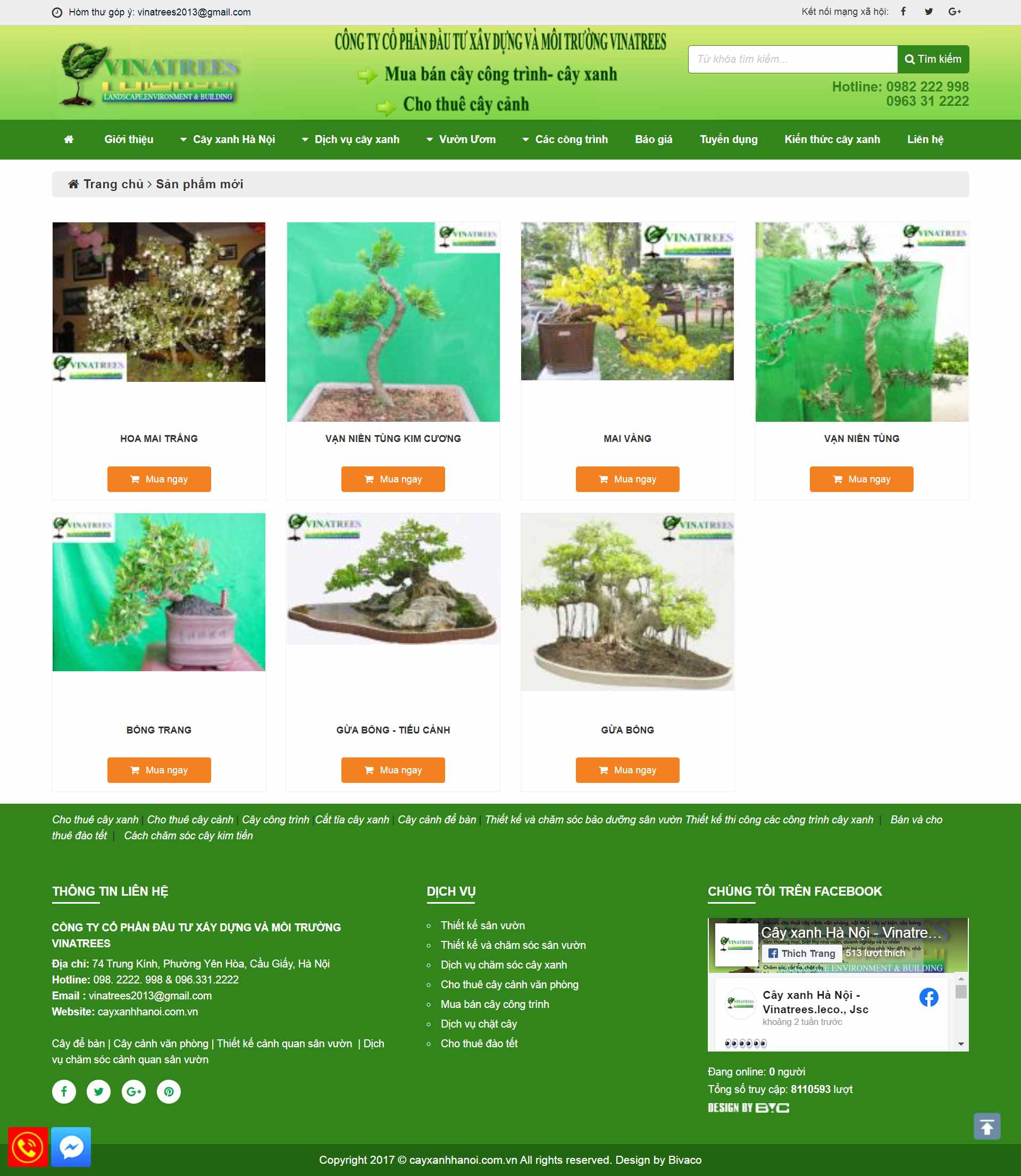 Thiết kế Web mua bán cây cảnh cayxanhhanoi.com.vn