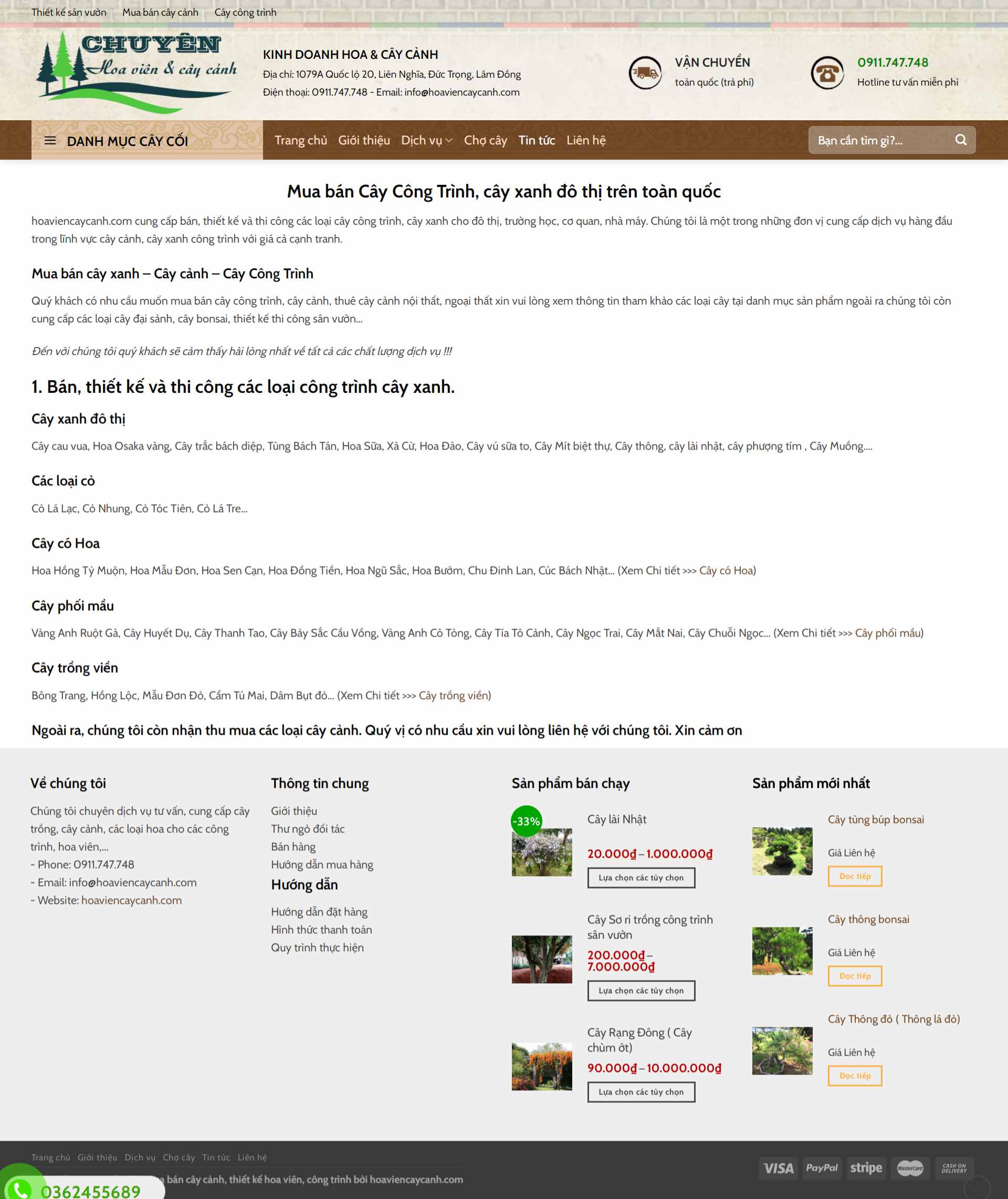 Thiết kế Web mua bán cây cảnh hoaviencaycanh.com