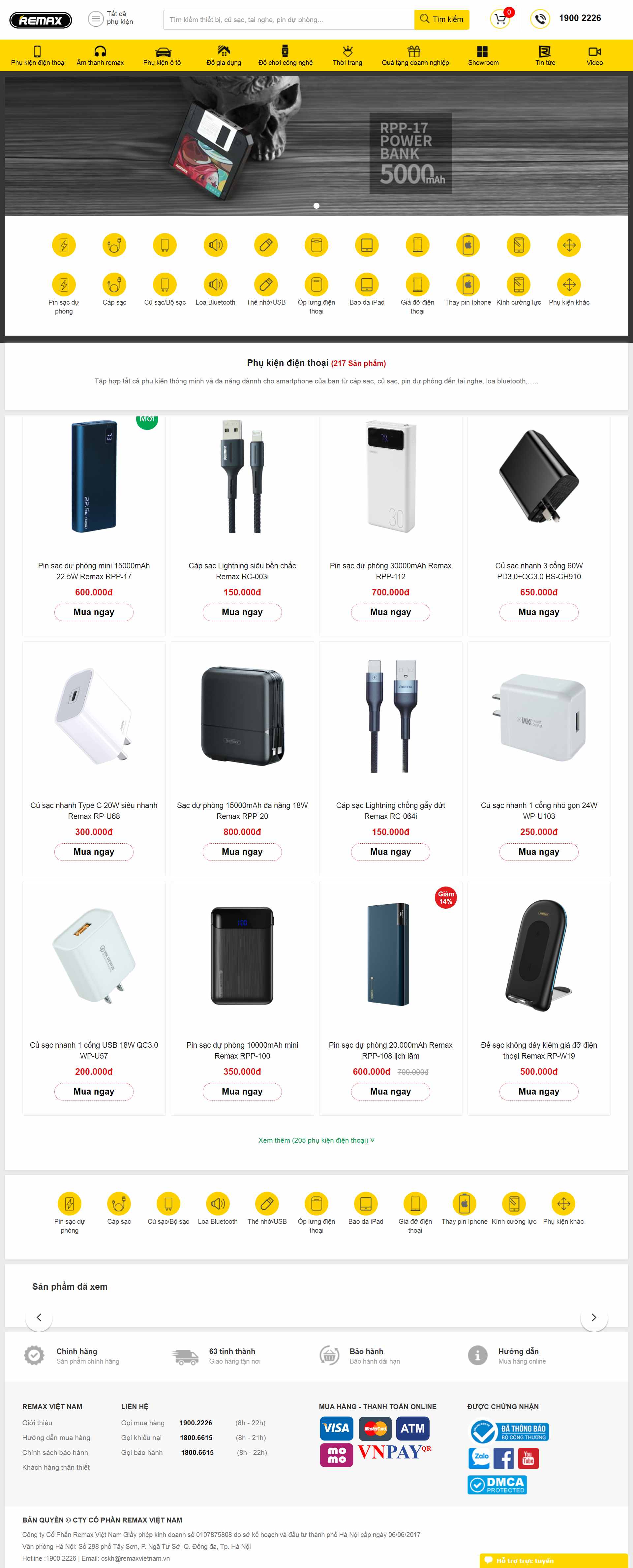 Thiết kế Web phụ kiện điện thoại remaxvietnam.vn