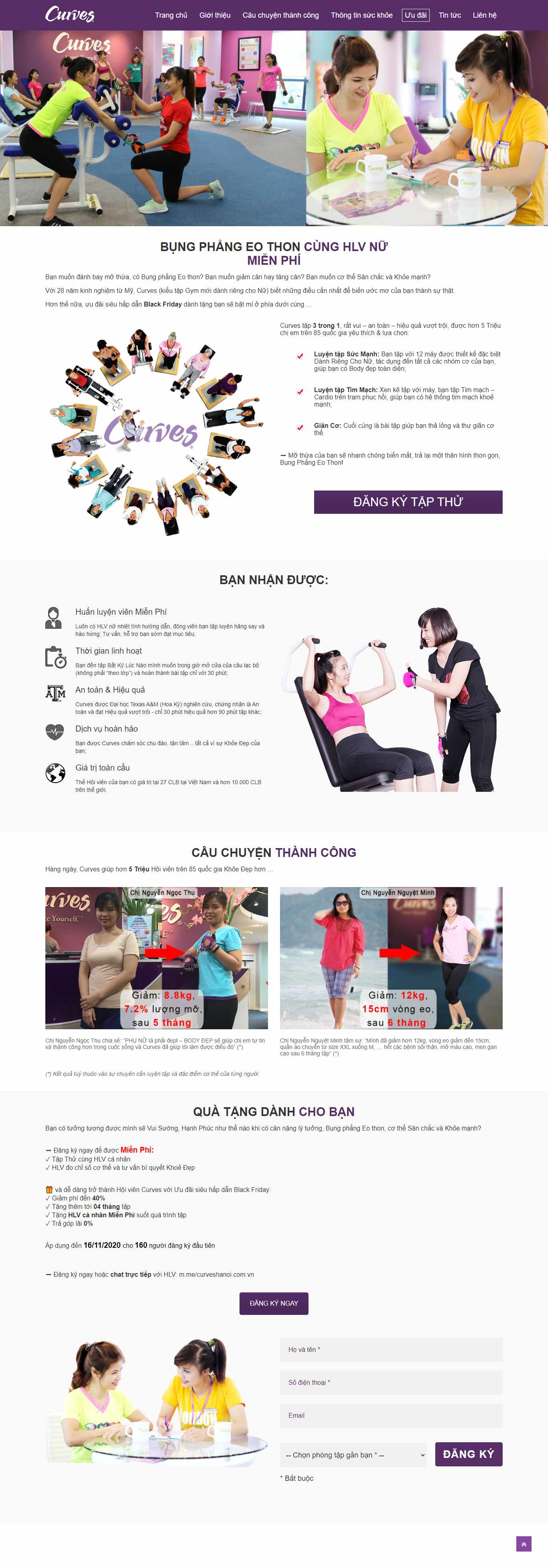 Thiết kế Web phòng gym curveshanoi.com.vn