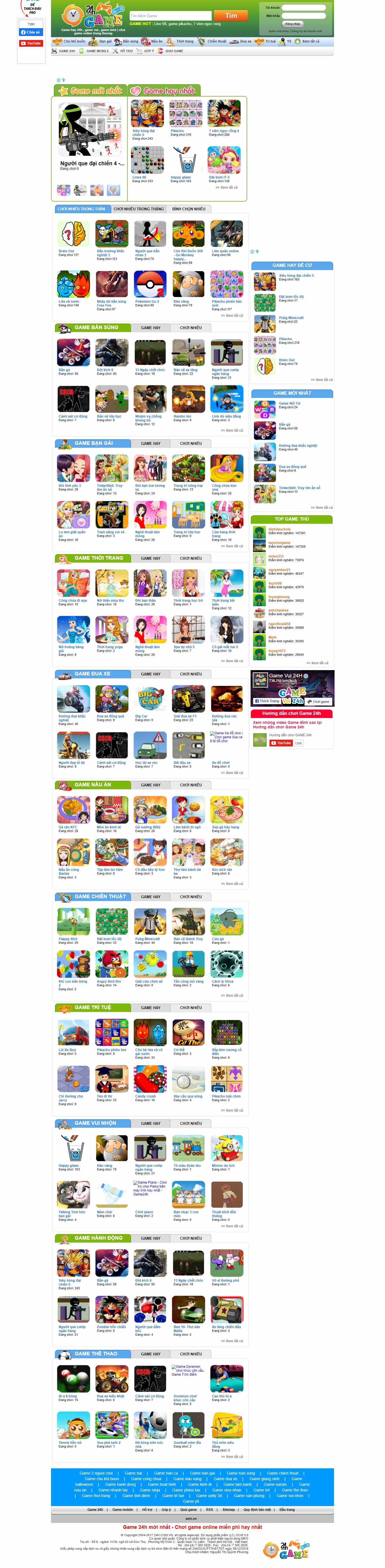 Thiết kế Web game game24h.vn