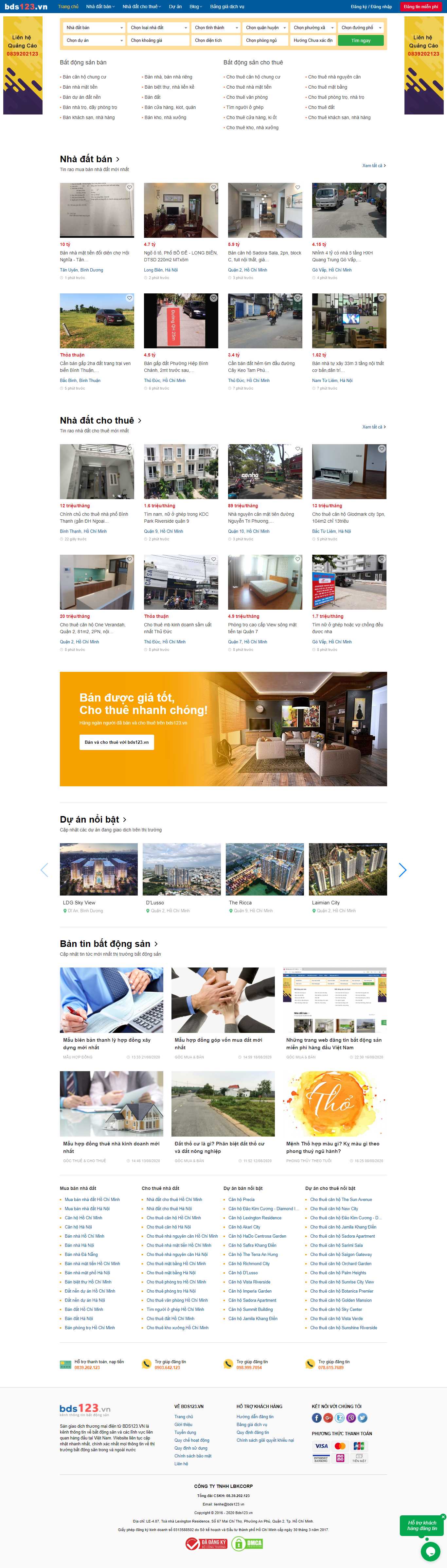Thiết kế Web mua bán căn hộ bds123.vn