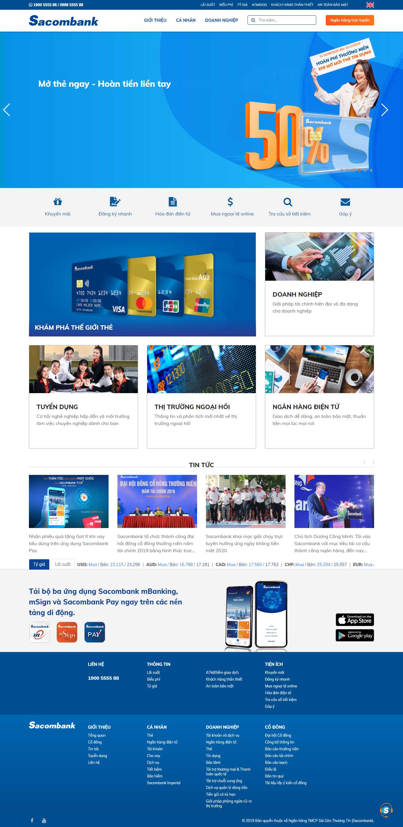 Thiết kế Web ngân hàng sacombank.com.vn