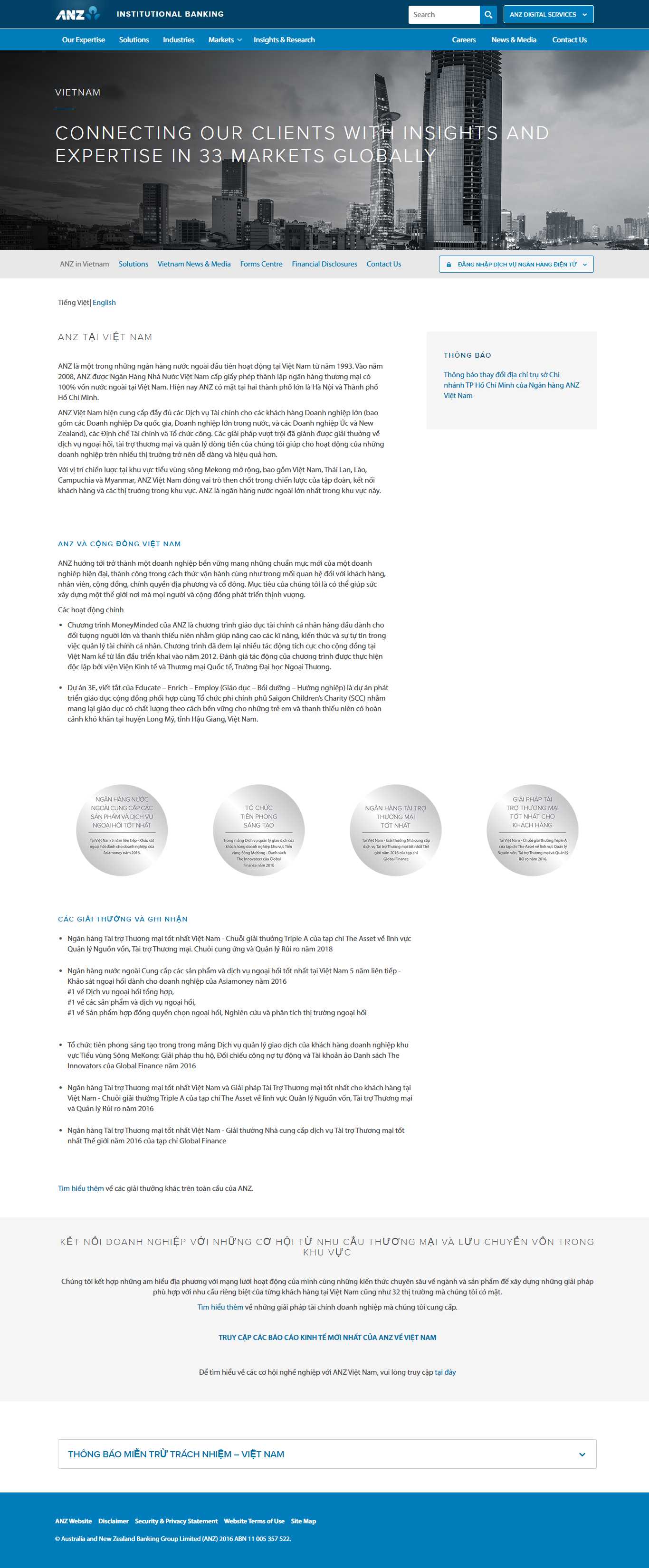 Thiết kế Web ngân hàng institutional.anz.com