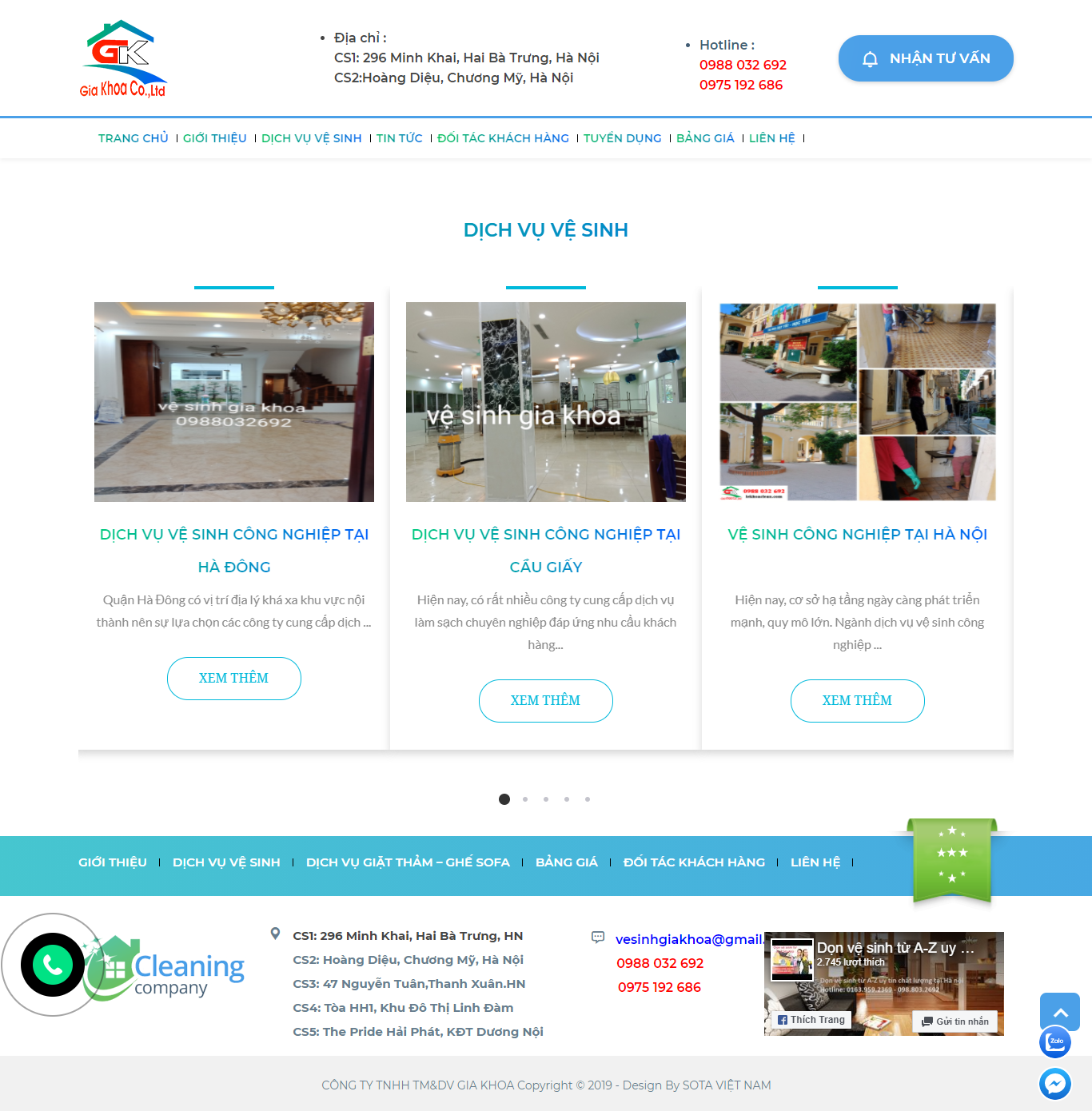 Thiết kế Web dịch vụ vệ sinh công nghiệp lekhoaclean.com