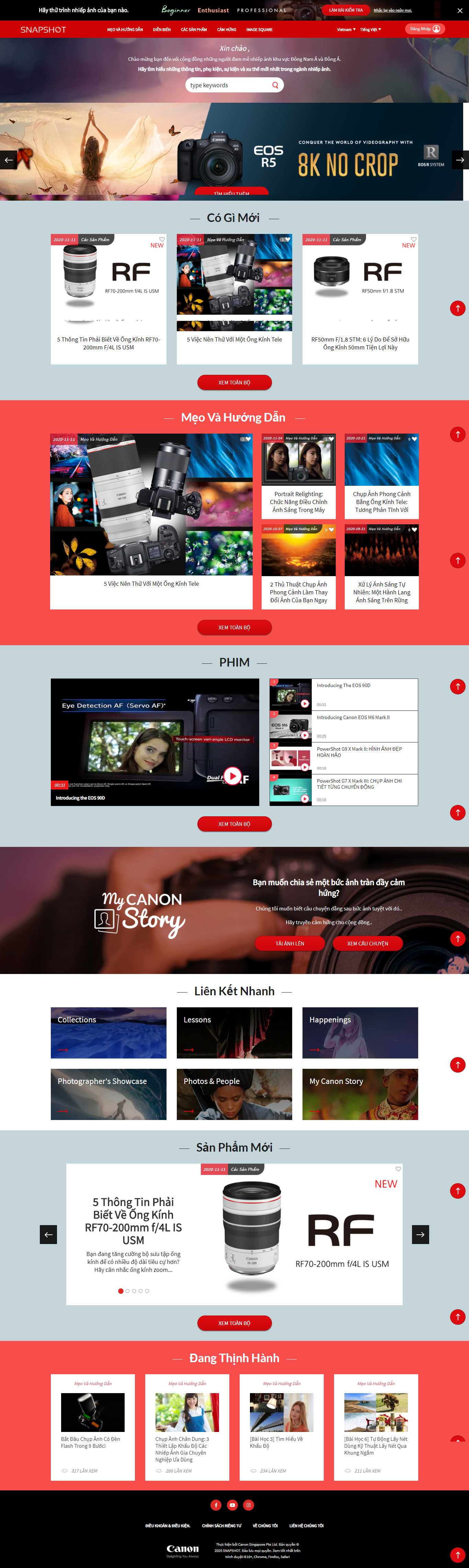 Thiết kế Web nghệ thuật - nhiếp ảnh snapshot.canon-asia.com