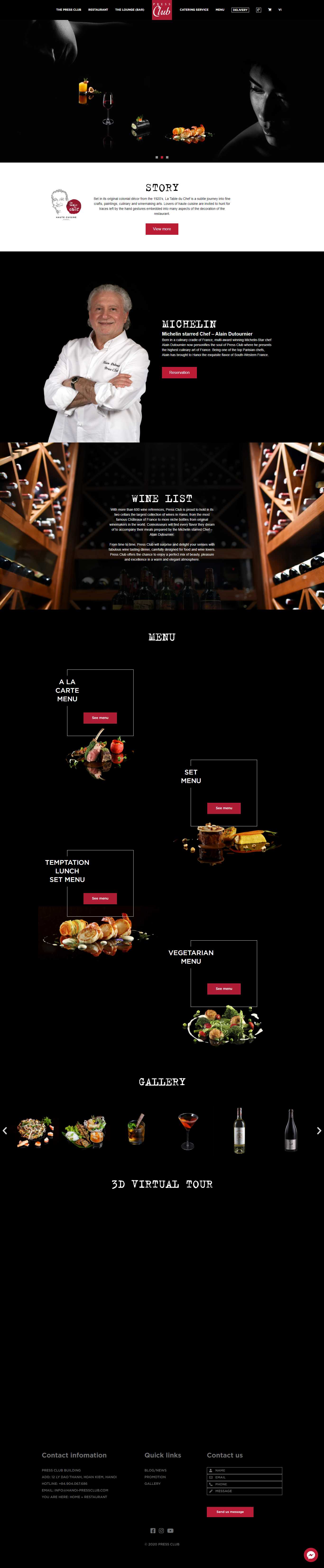 Thiết kế Web nhà hàng hanoi-pressclub.com