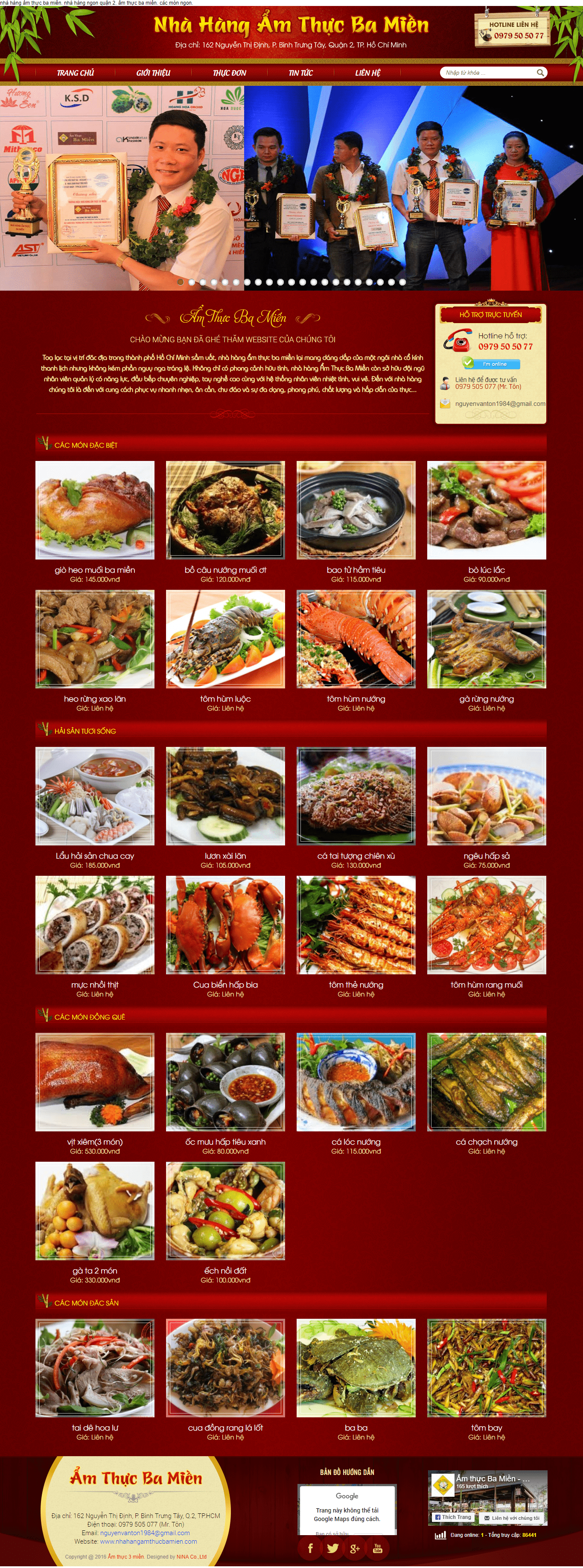 Thiết kế Web nhà hàng ẩm thực nhahangamthucbamien.com
