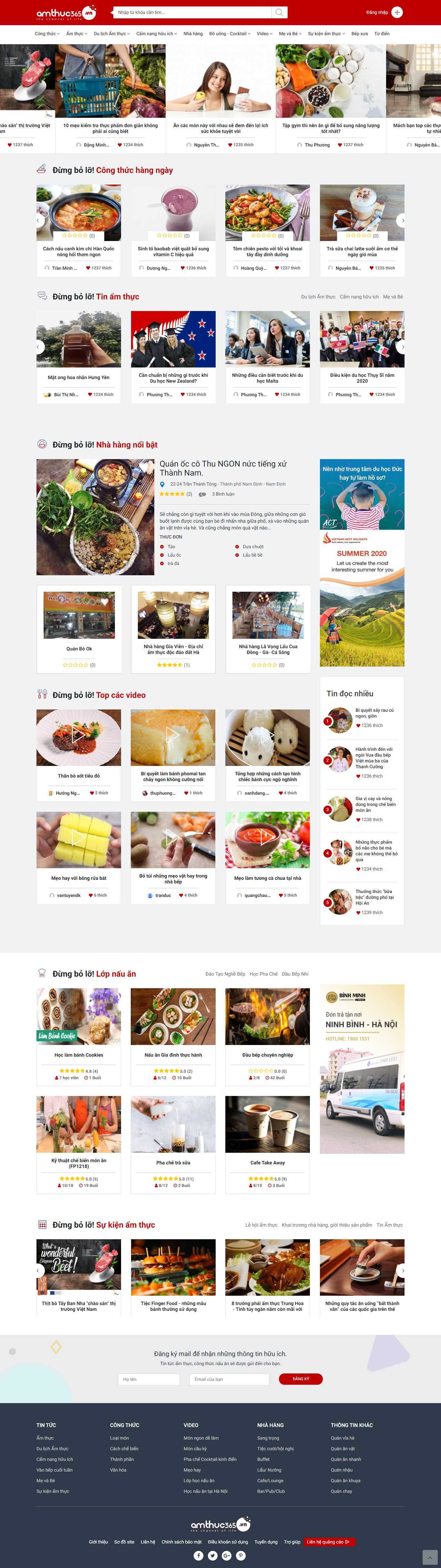 Thiết kế Web nhà hàng ẩm thực amthuc365.vn
