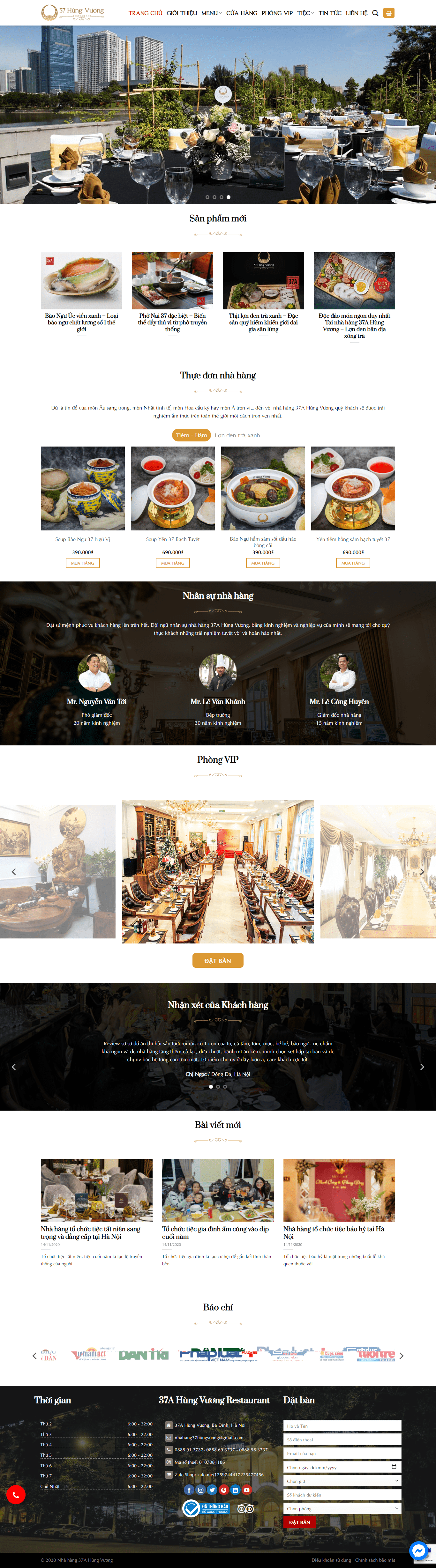Thiết kế Web nhà hàng ẩm thực nhahang37hungvuong.com