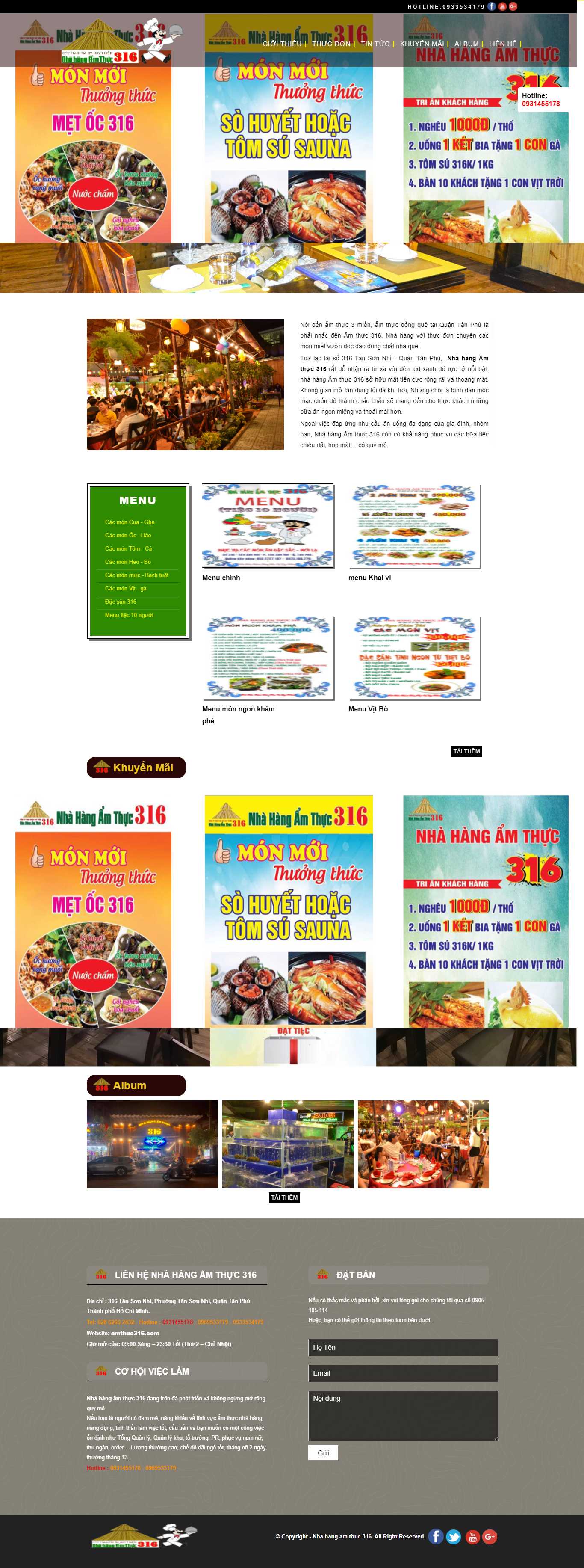 Thiết kế Web nhà hàng ẩm thực amthuc316.com