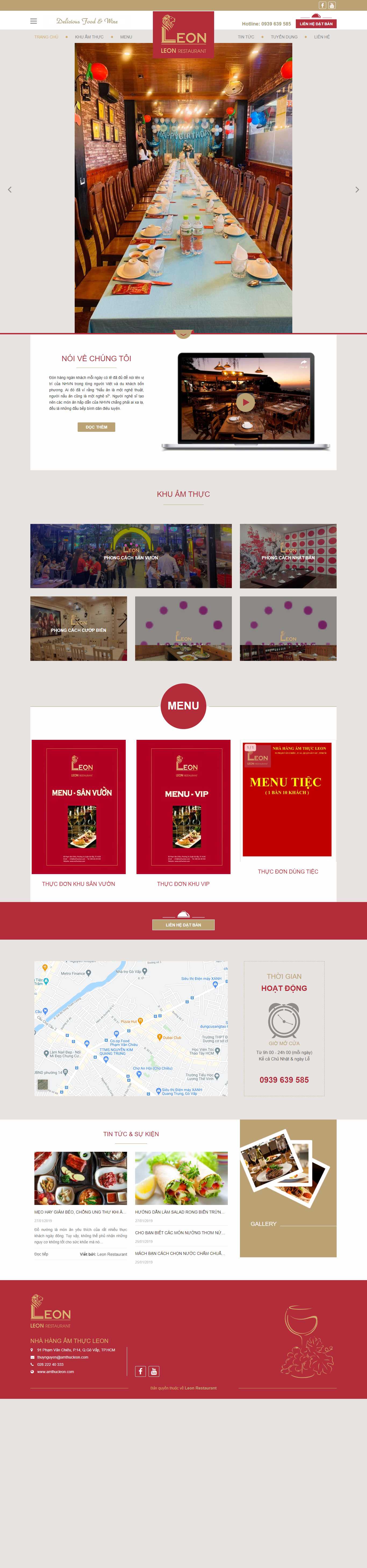 Thiết kế Web nhà hàng ẩm thực amthucleon.com