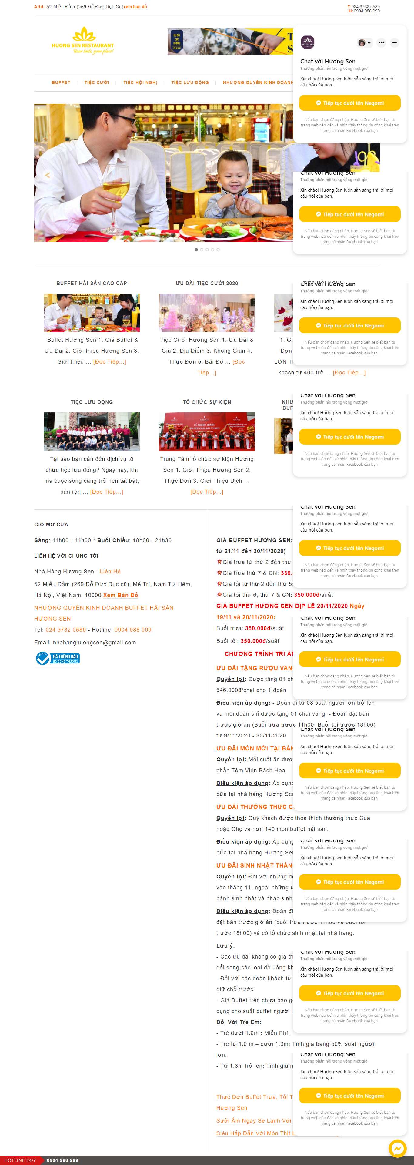 Thiết kế Web nhà hàng lẩu nướng nhahanghuongsen.com.vn