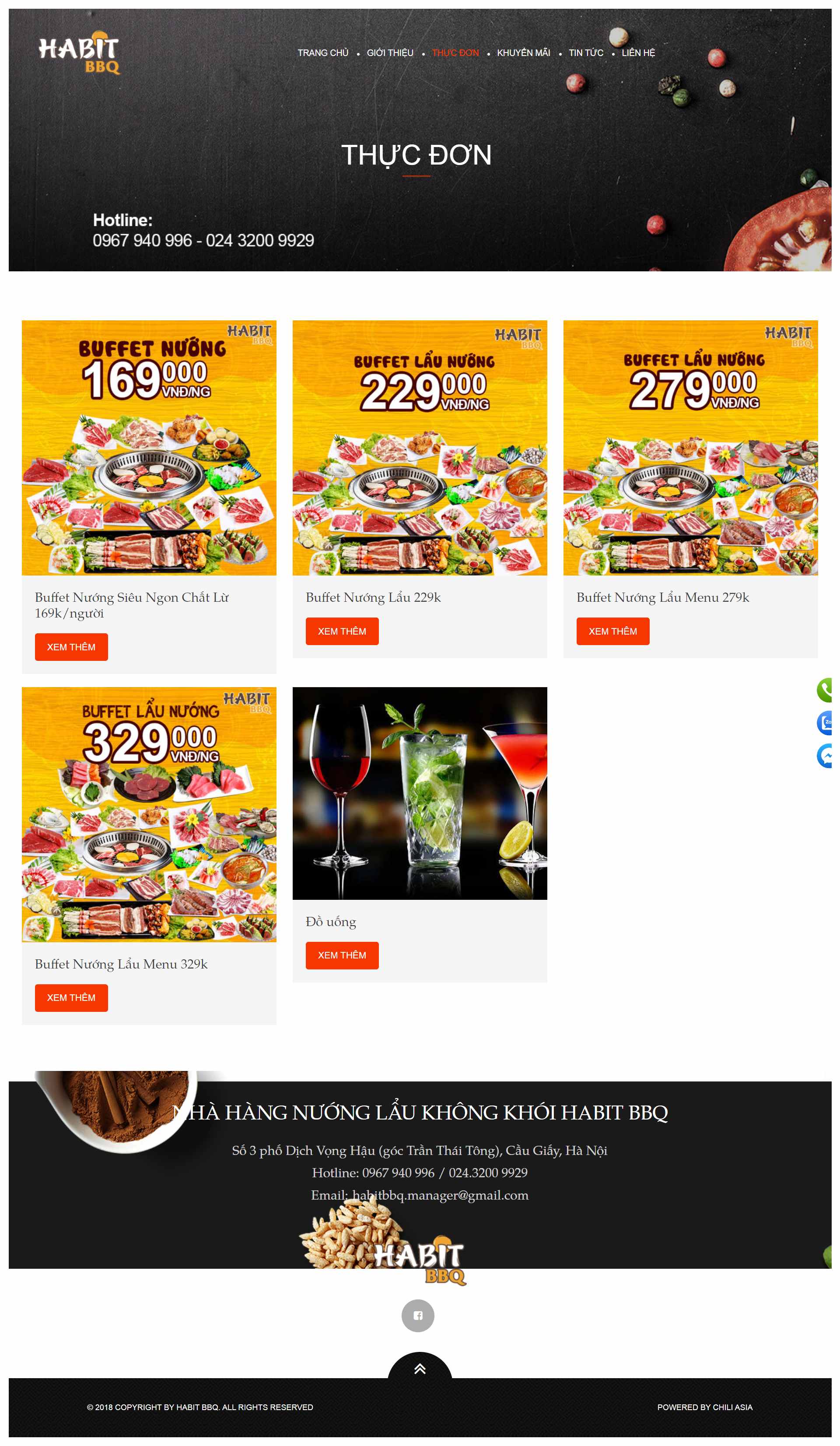 Thiết kế Web nhà hàng lẩu nướng habitbbq.com.vn