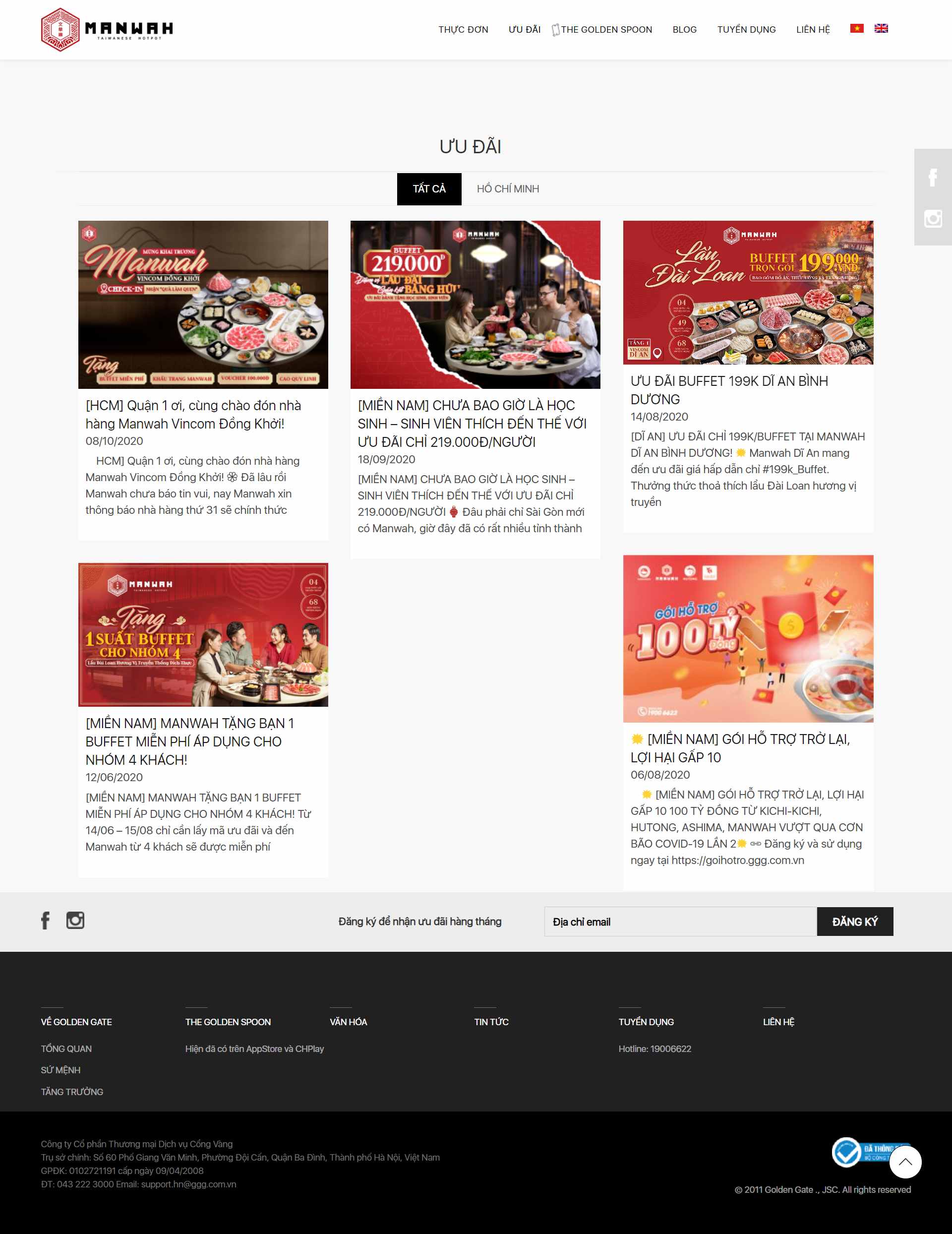 Thiết kế Web nhà hàng lẩu nướng manwah.com.vn