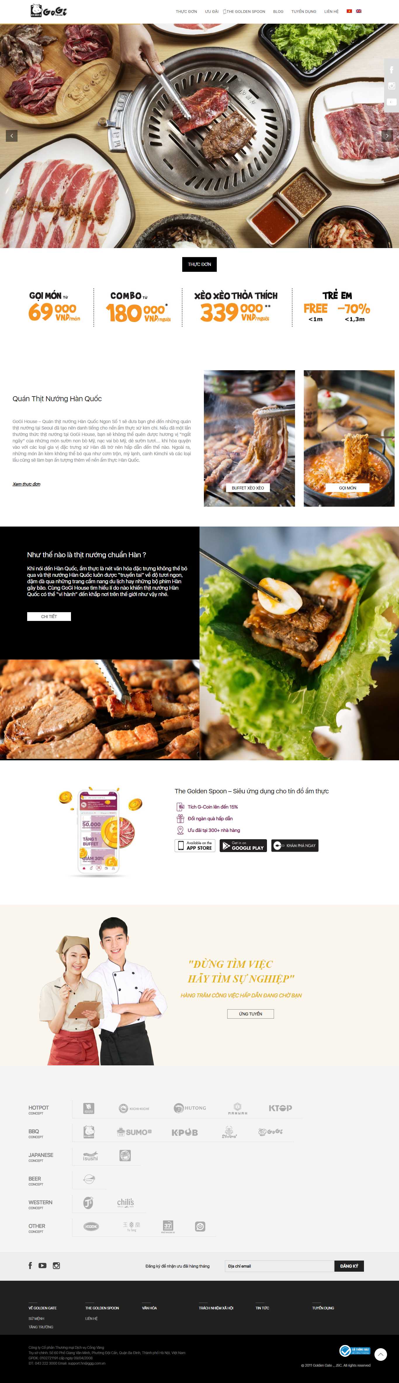 Thiết kế Web nhà hàng lẩu nướng gogi.com.vn