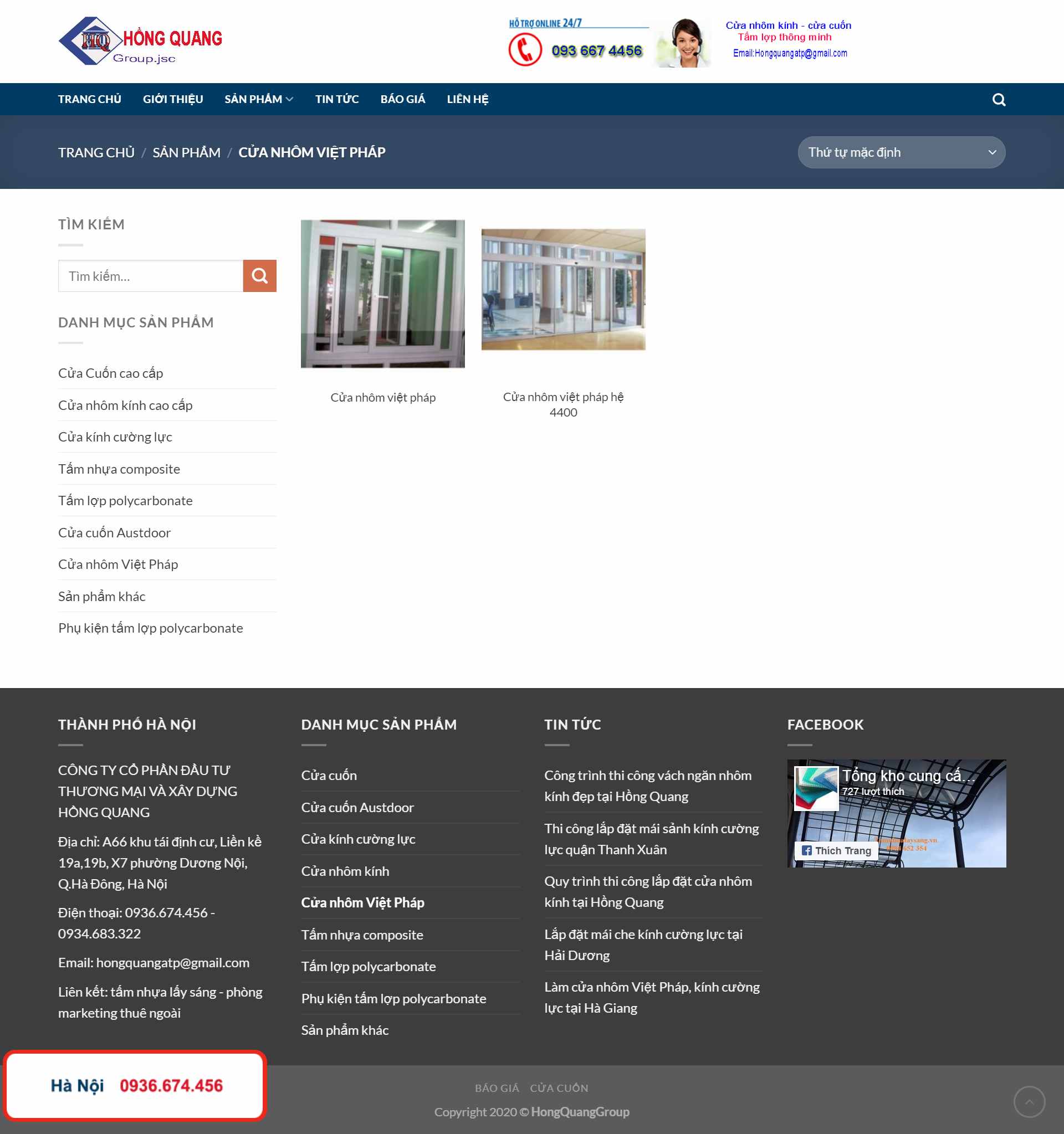 Thiết kế Web nhôm kính hongquanggroup.com