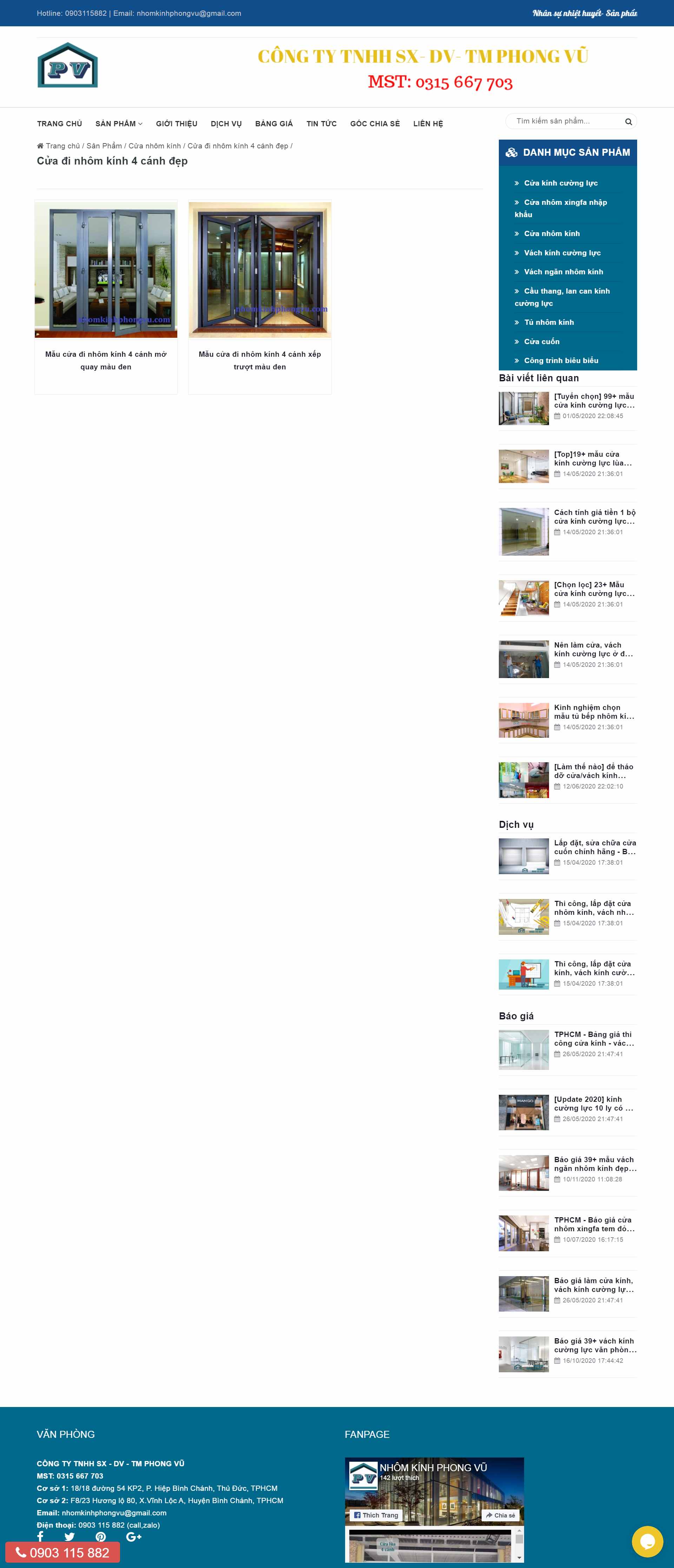 Thiết kế Web nhôm kính nhomkinhphongvu.com