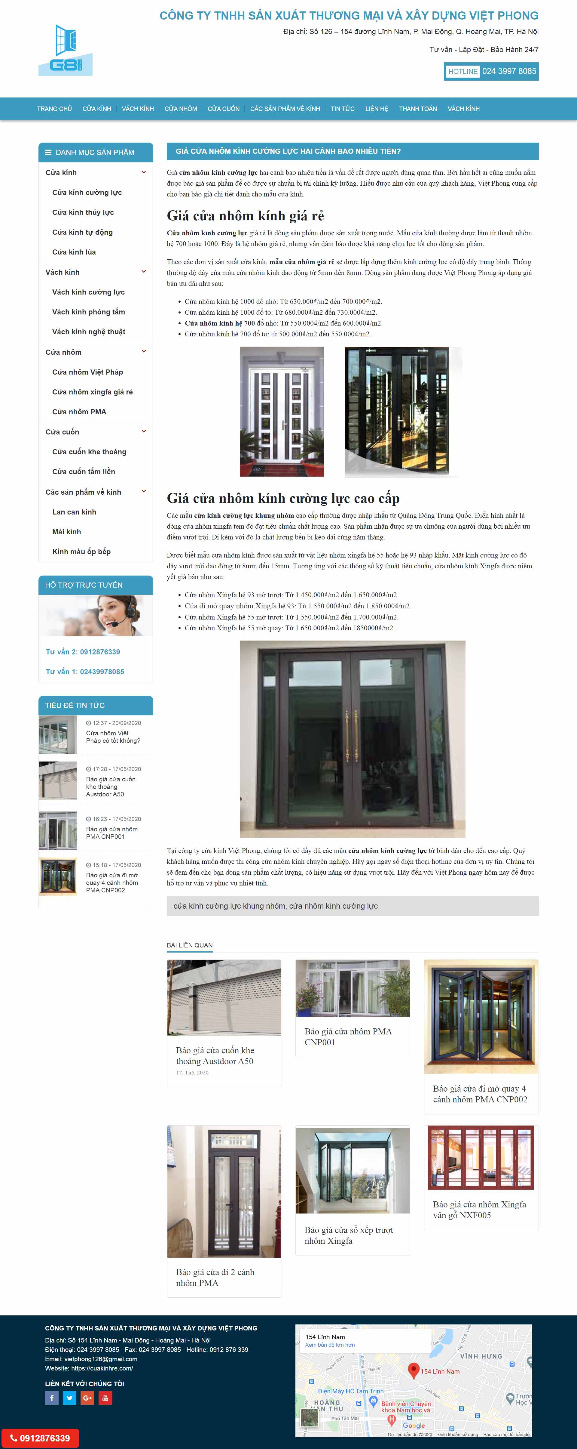 Thiết kế Web nhôm kính cuakinhre.com