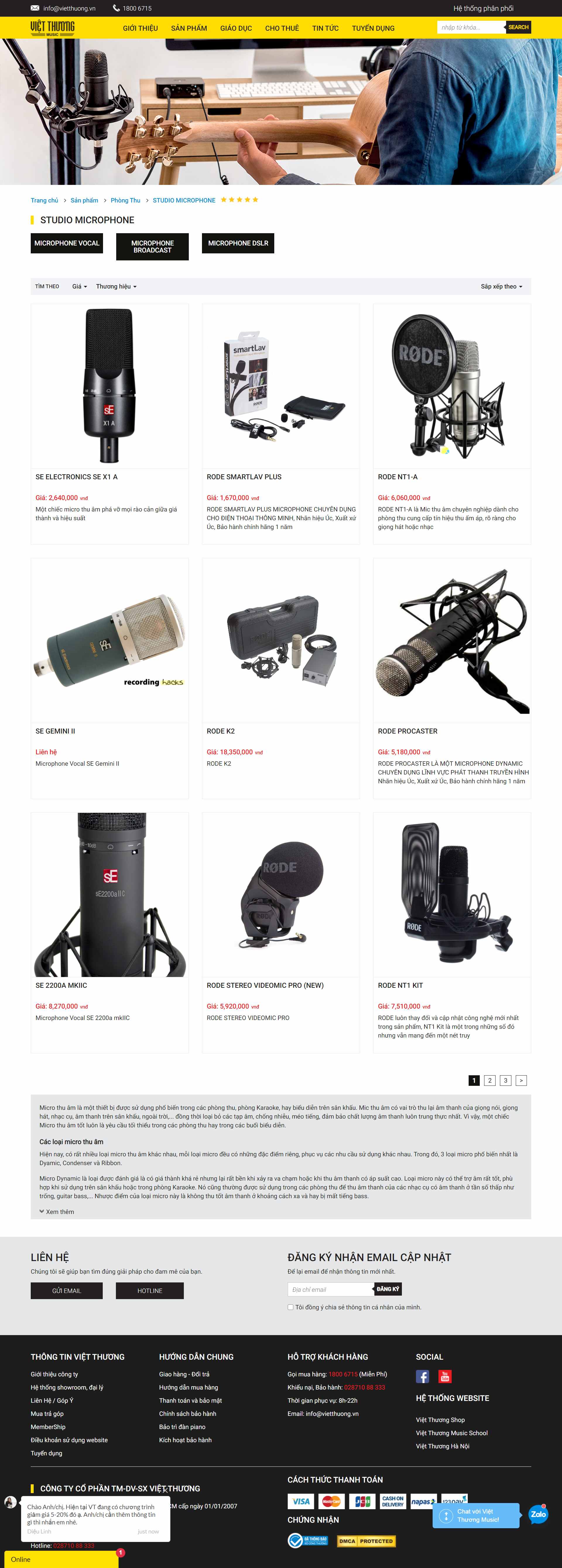 Thiết kế Web phòng thu âm vietthuong.vn