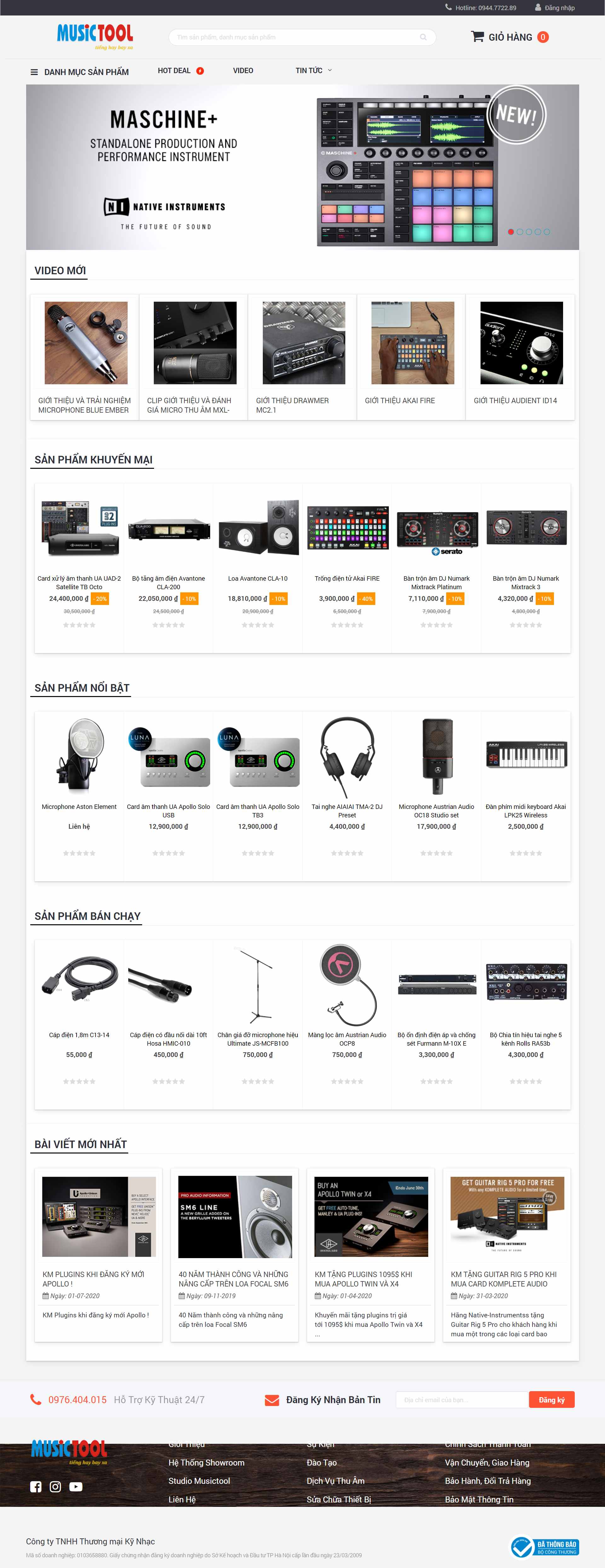 Thiết kế Web phòng thu âm musictool.vn