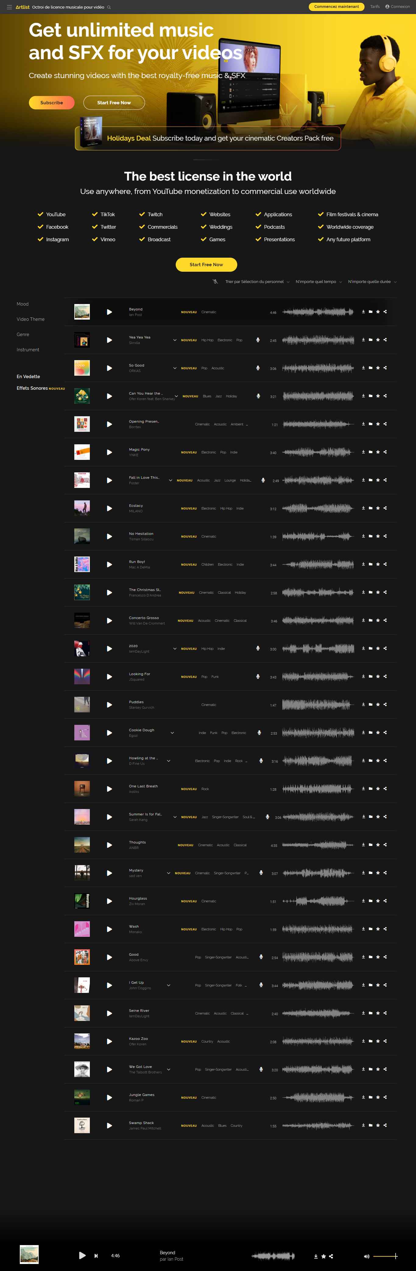 Thiết kế Web nhạc sĩ artlist.io