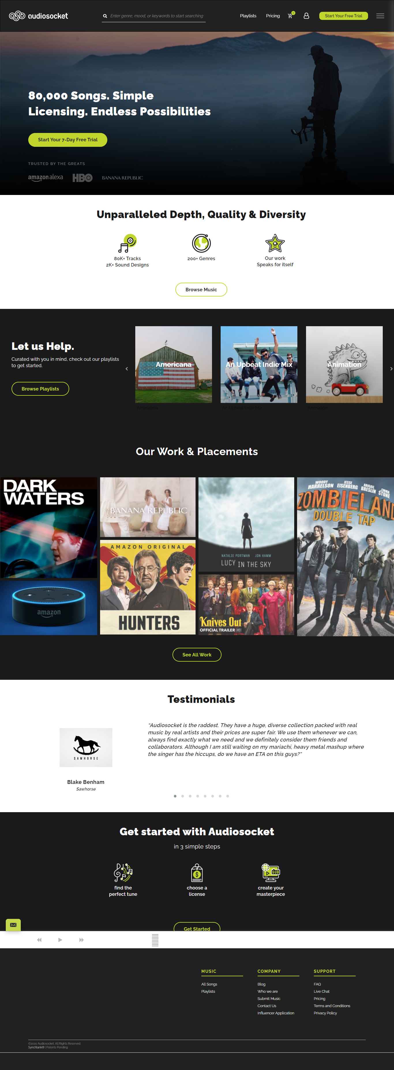 Thiết kế Web nhạc sĩ audiosocket.com