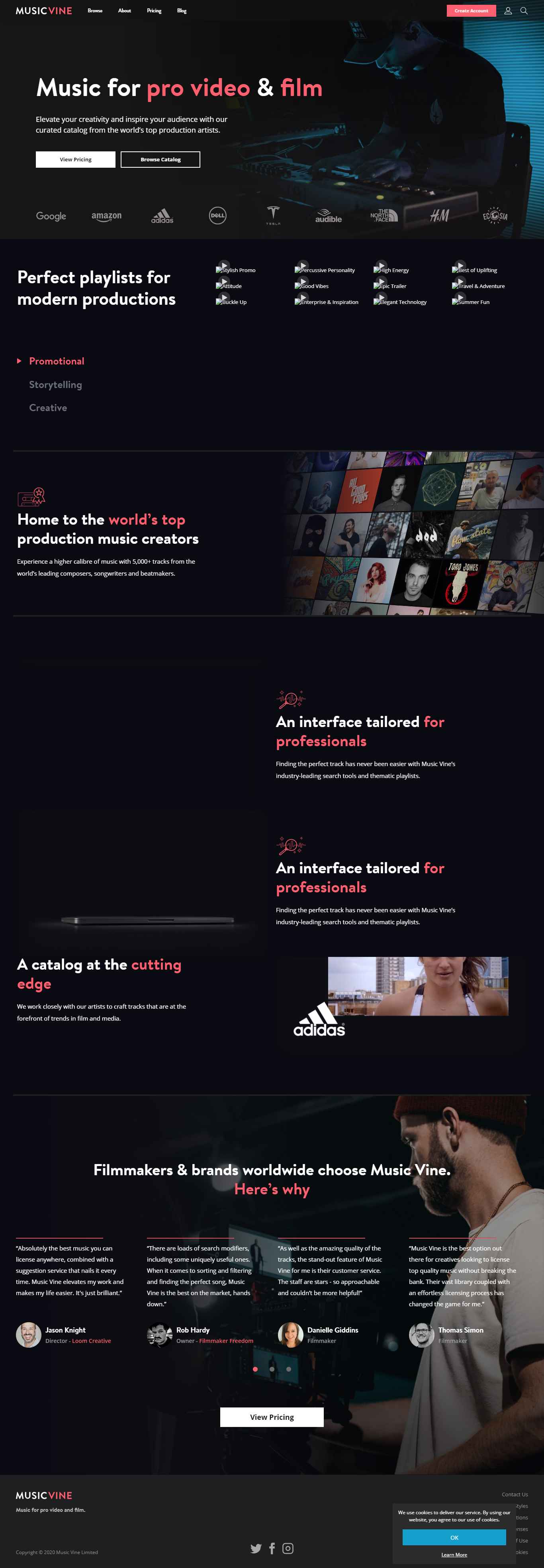 Thiết kế Web nhạc sĩ musicvine.com