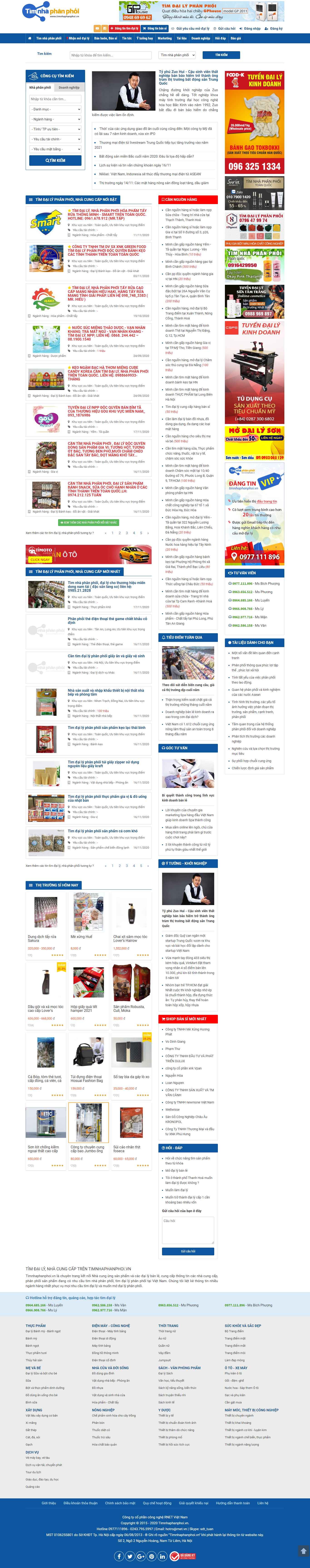 Thiết kế Web phân phối sản phẩm timnhaphanphoi.vn