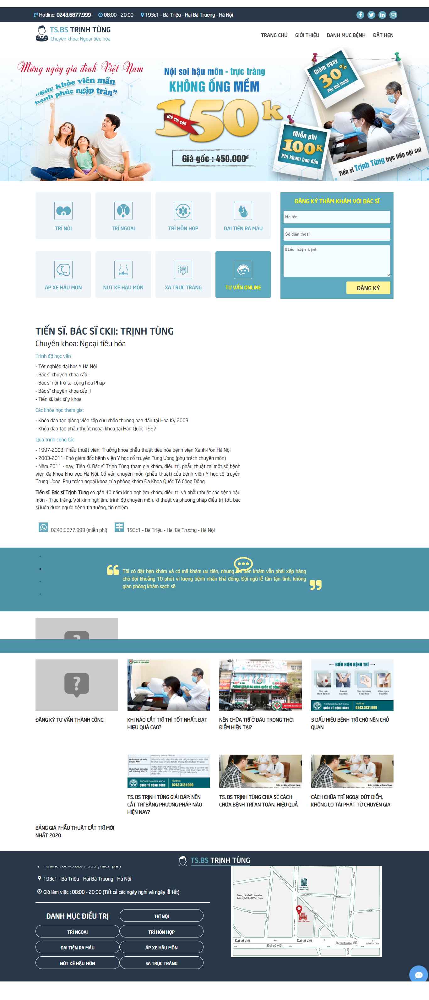 Thiết kế Web phòng khám tư nhân bacsitrinhtung.com