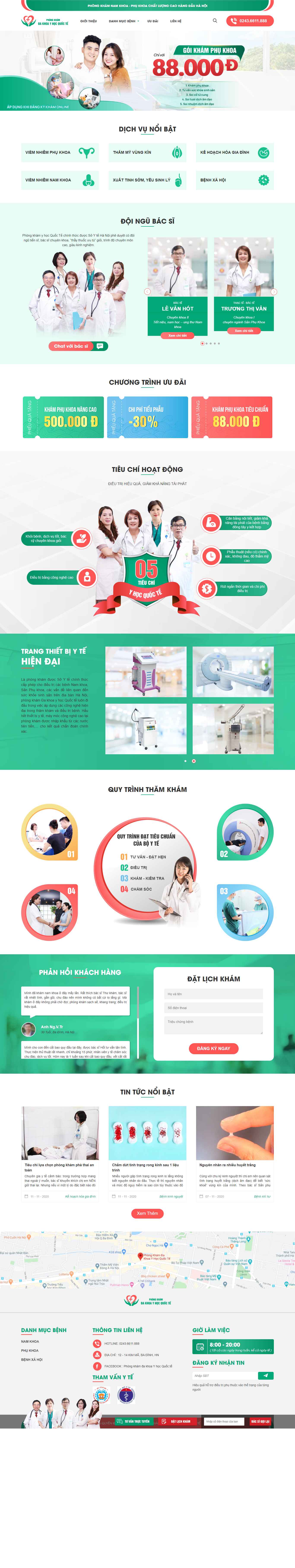 Thiết kế Web phòng khám tư nhân yhocquoctehn.com