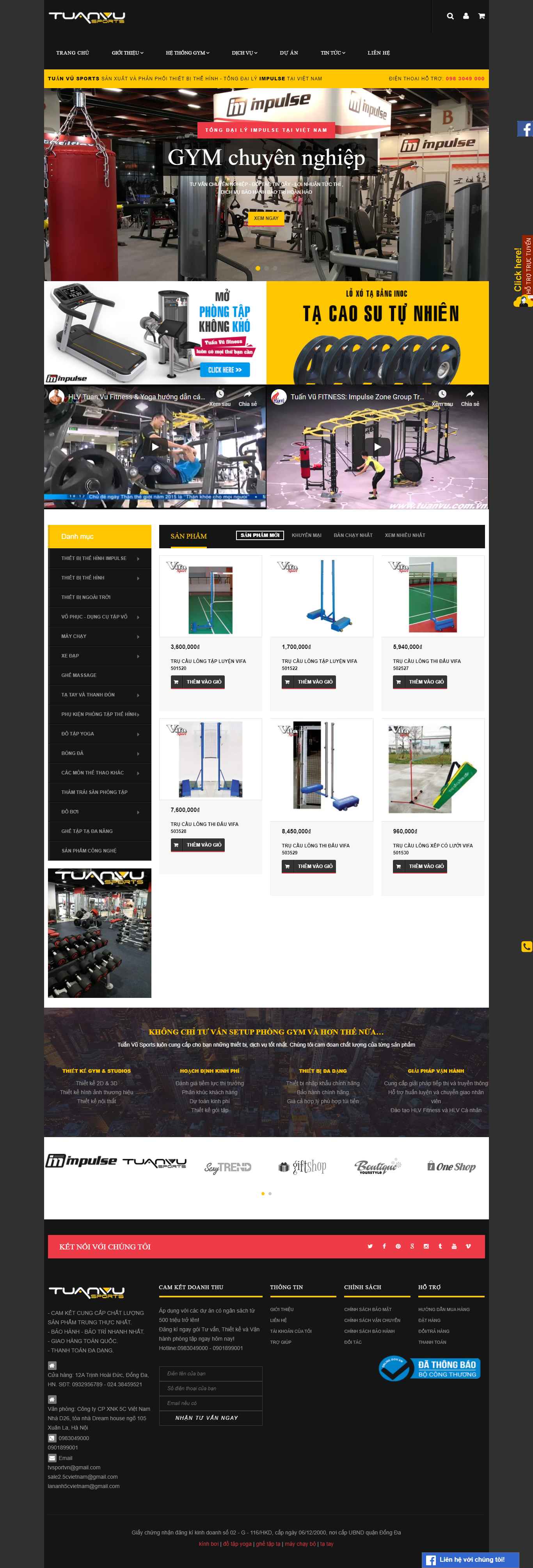 Thiết kế Web phòng tập gym tuanvu.com.vn
