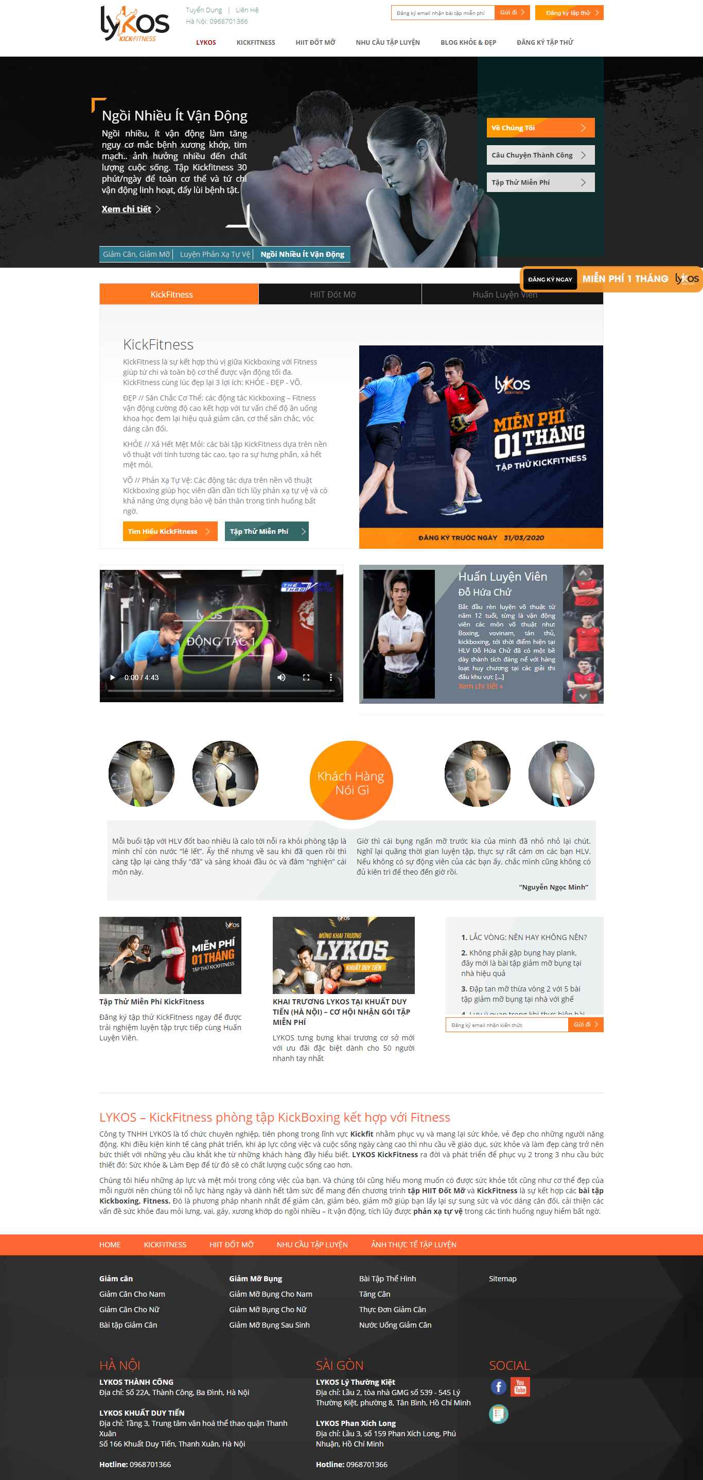 Thiết kế Web phòng tập gym lykos.vn