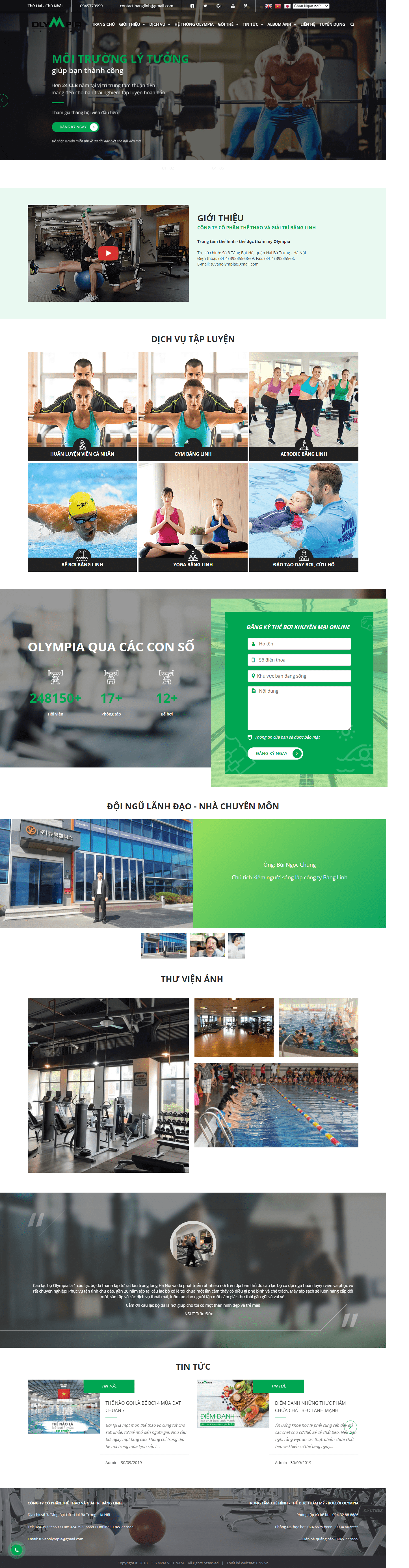 Thiết kế Web phòng tập gym olympia.com.vn