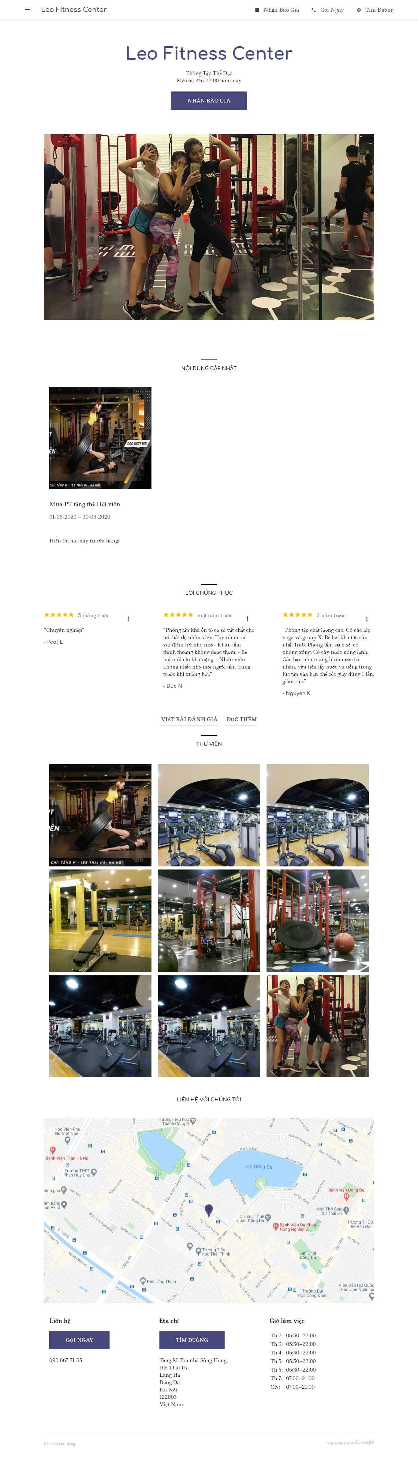 Thiết kế Web phòng tập gym leofitnesscenter.business.site