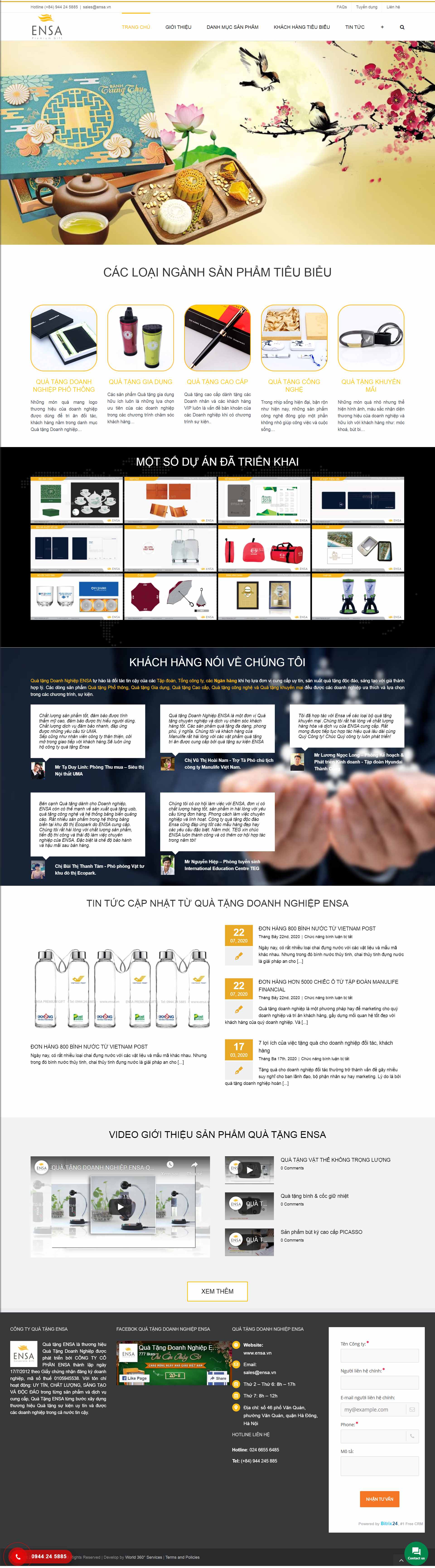 Thiết kế Web quà tặng doanh nghiệp ensa.vn