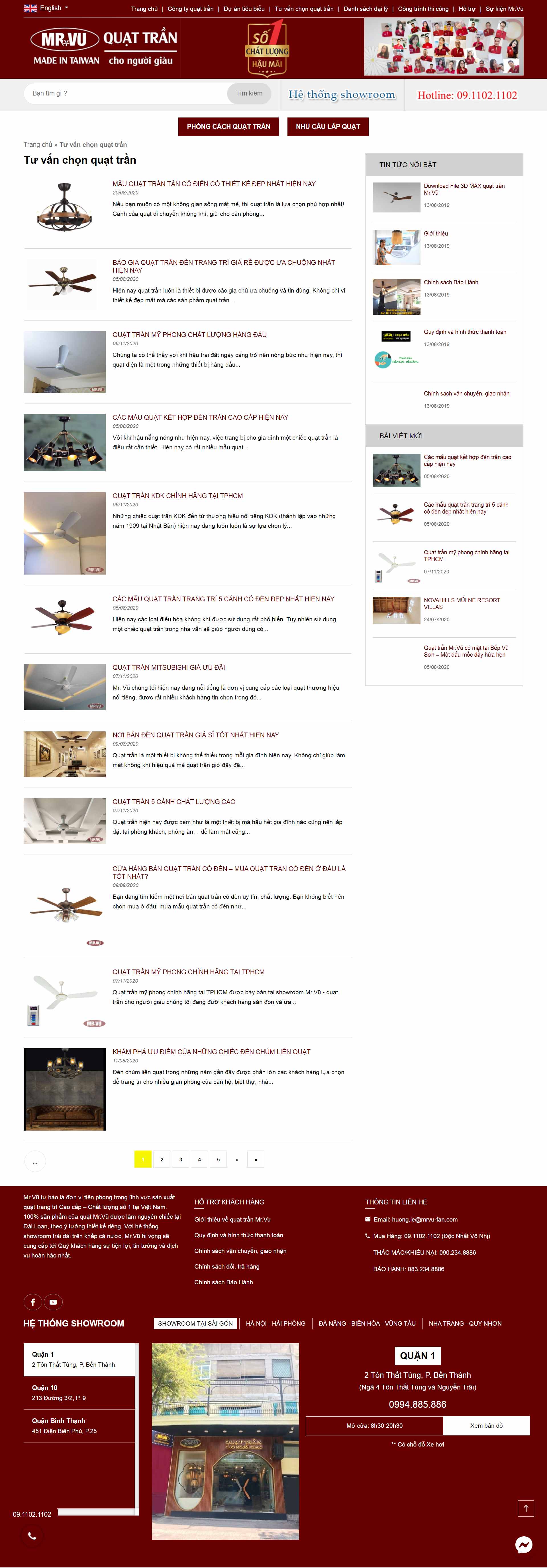 Thiết kế Web quạt trần quattran.vn