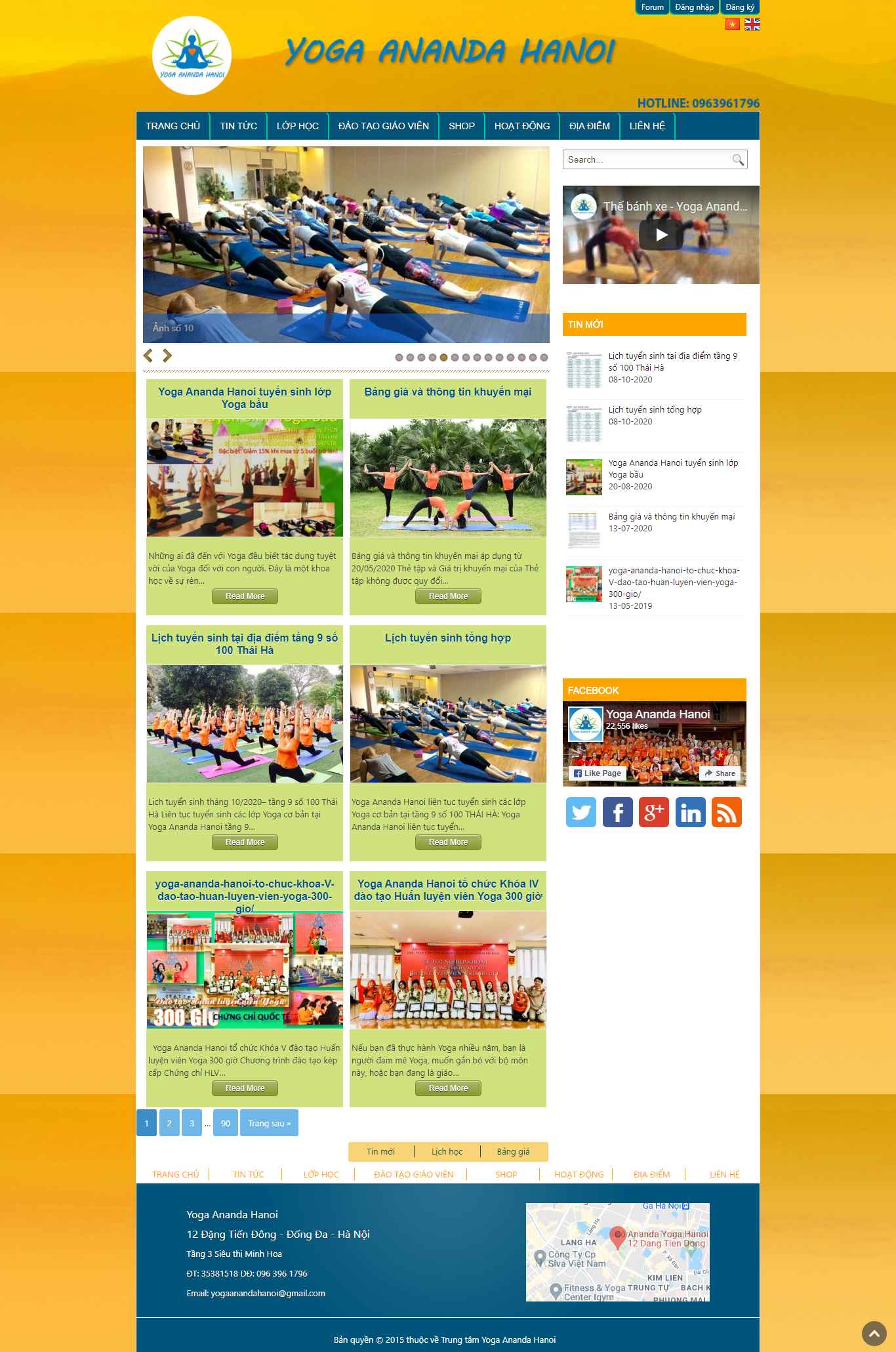 Thiết kế Web phòng tập yoga yogaananda.com.vn