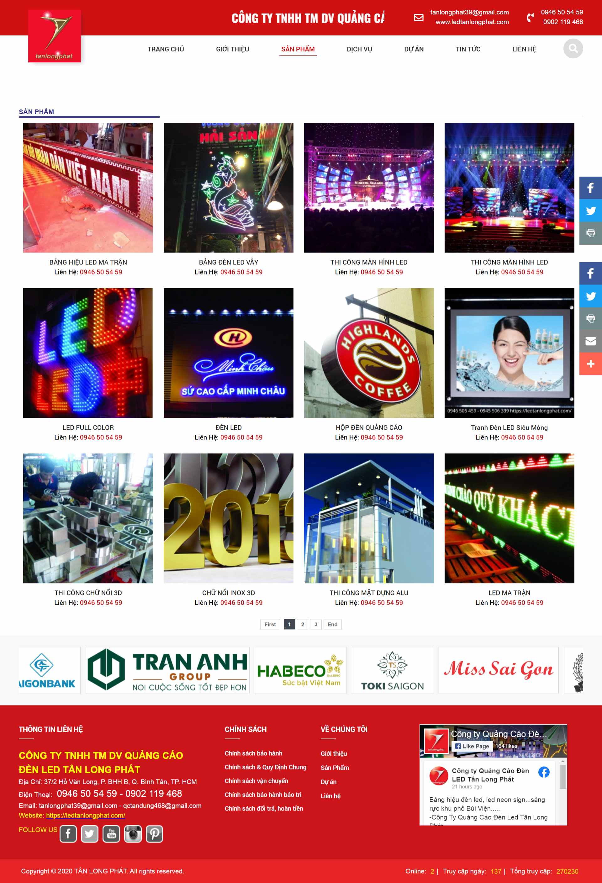 Thiết kế Web quảng cáo đèn led ledtanlongphat.com