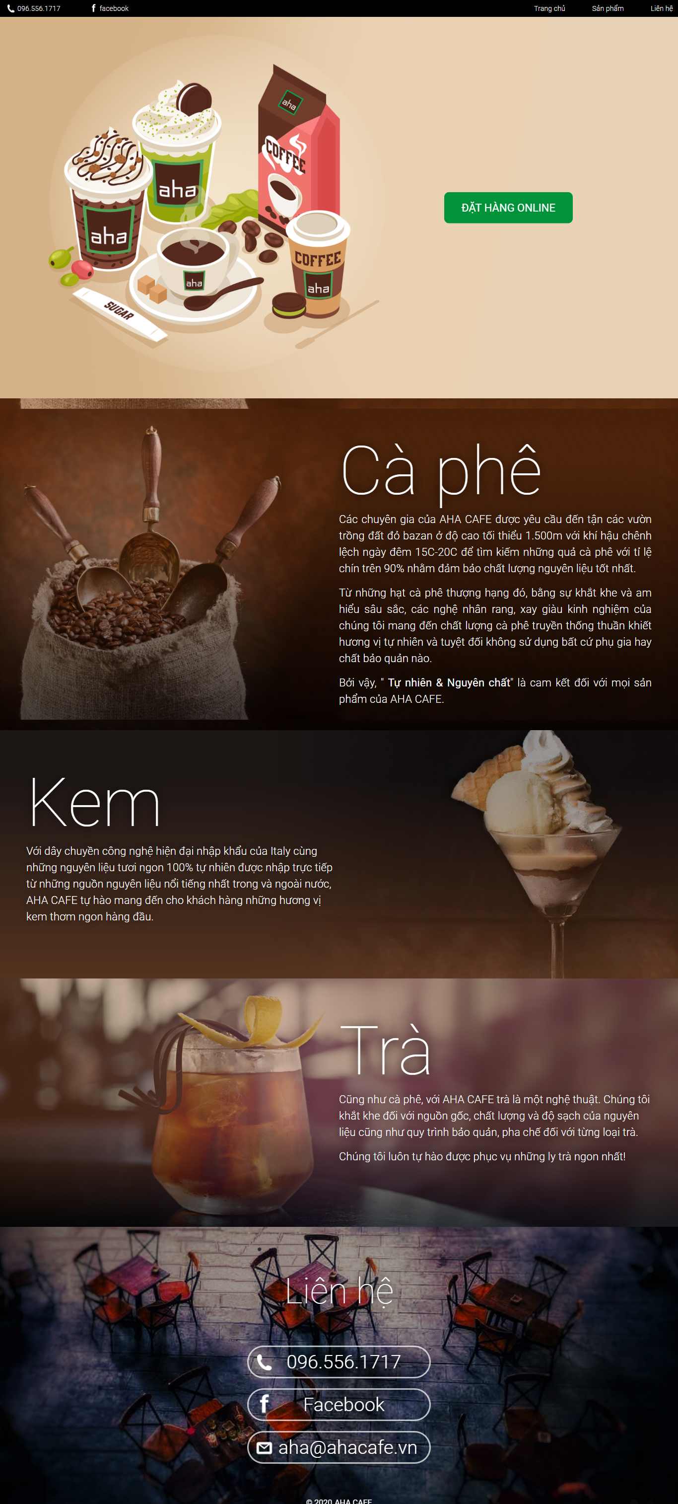 Thiết kế Web quán trà chanh ahacafe.vn