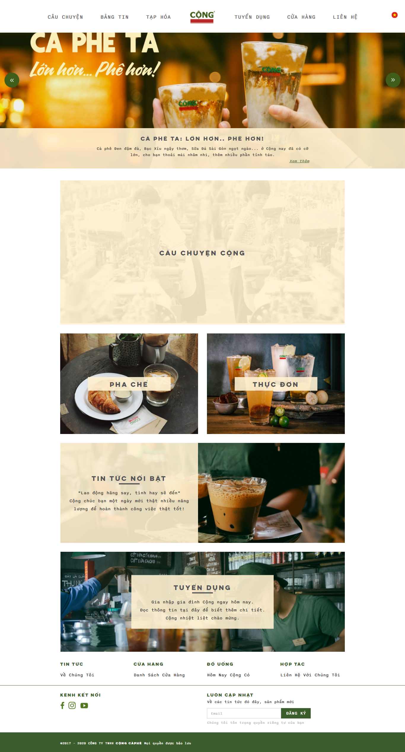 Thiết kế Web quán trà chanh congcaphe.com