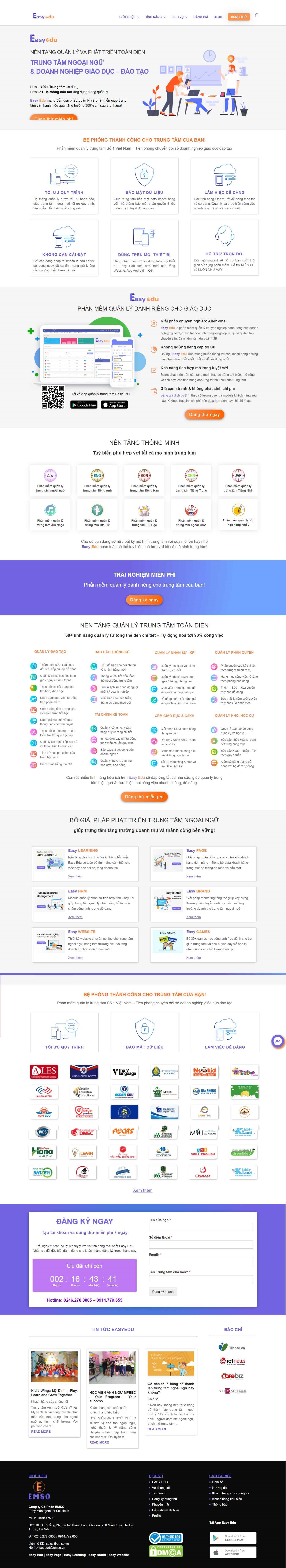 Thiết kế Web quản lý lớp học easyedu.vn