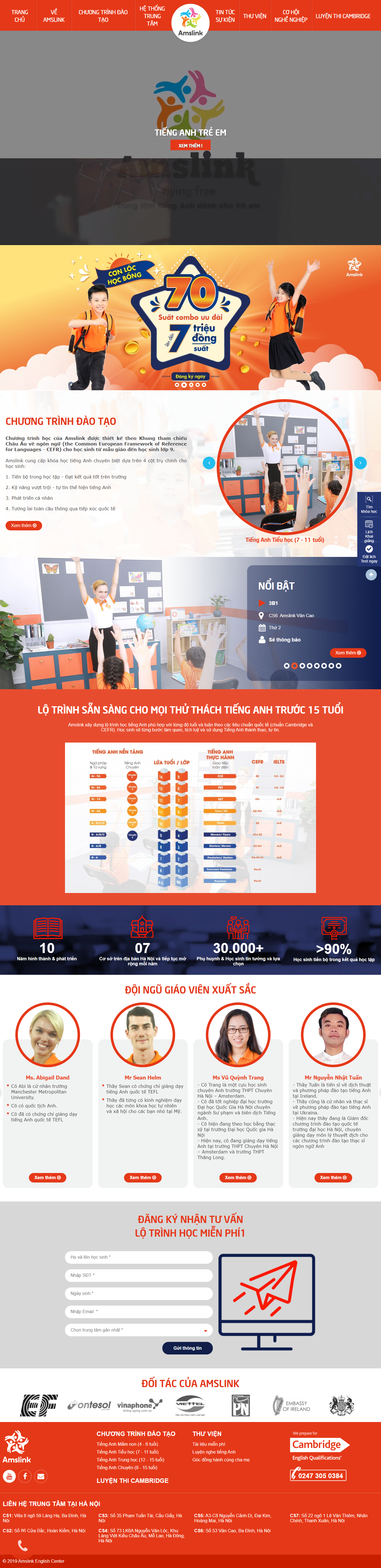 Thiết kế Web quản lý lớp học amslink.edu.vn