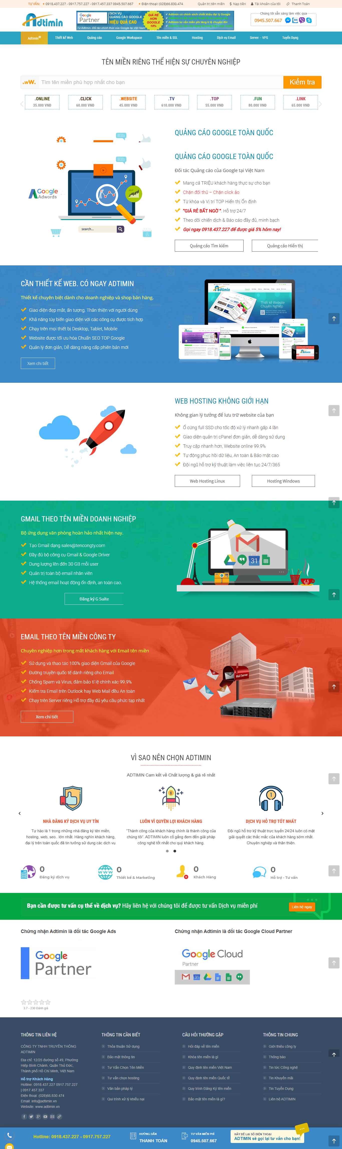 Thiết kế Web quảng cáo banner adtimin.vn