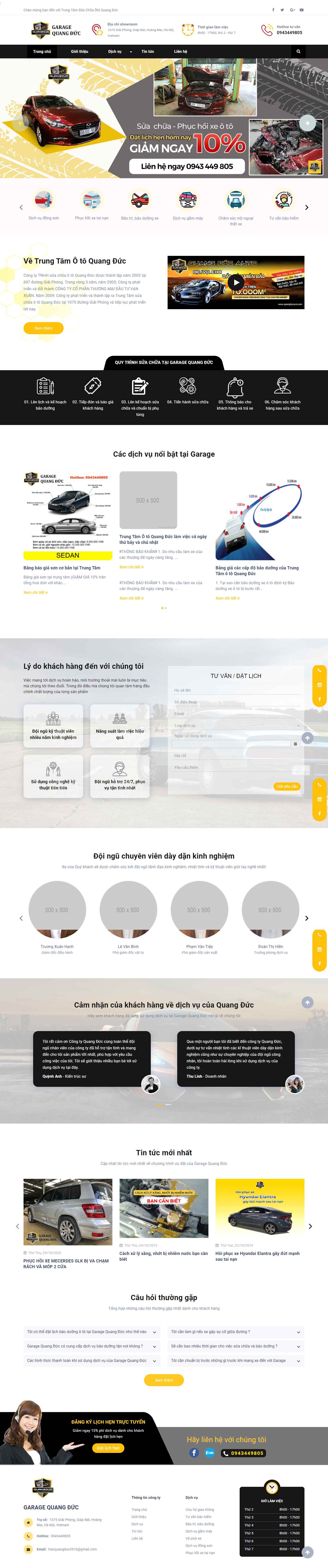Thiết kế Web sửa chữa ô tô quangducauto.com