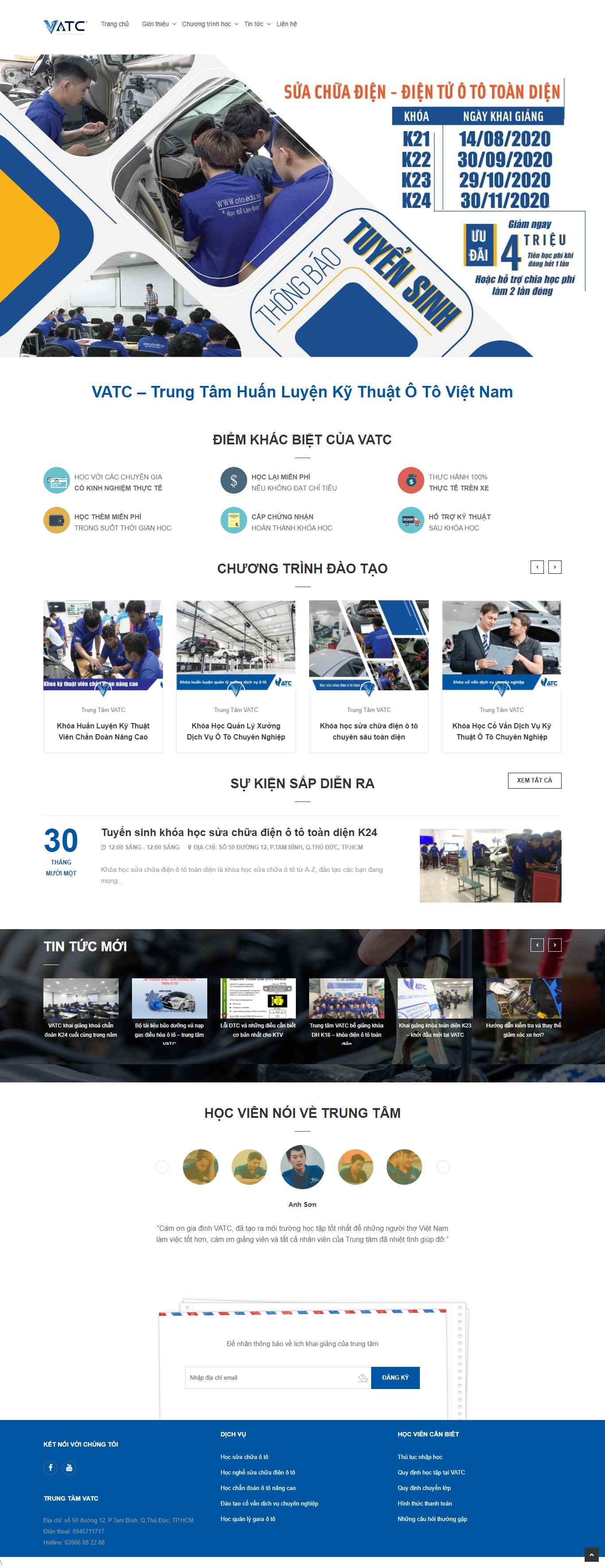 Thiết kế Web sửa chữa ô tô oto.edu.vn