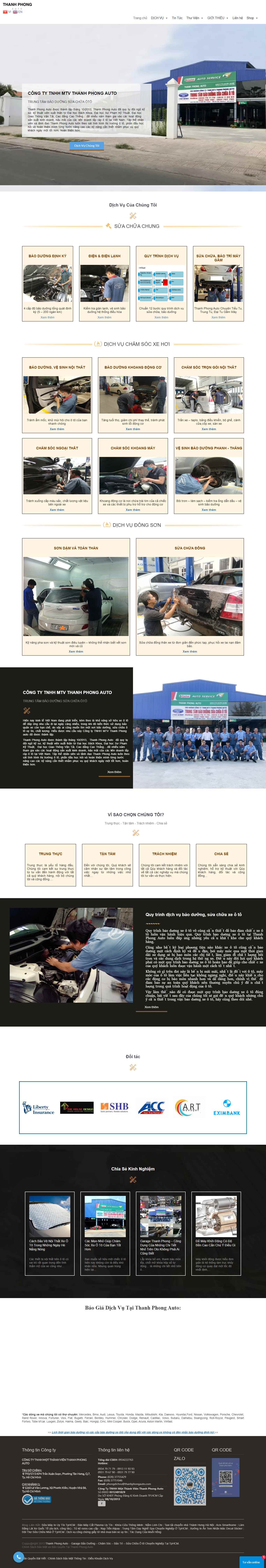 Thiết kế Web sửa chữa ô tô thanhphongauto.com