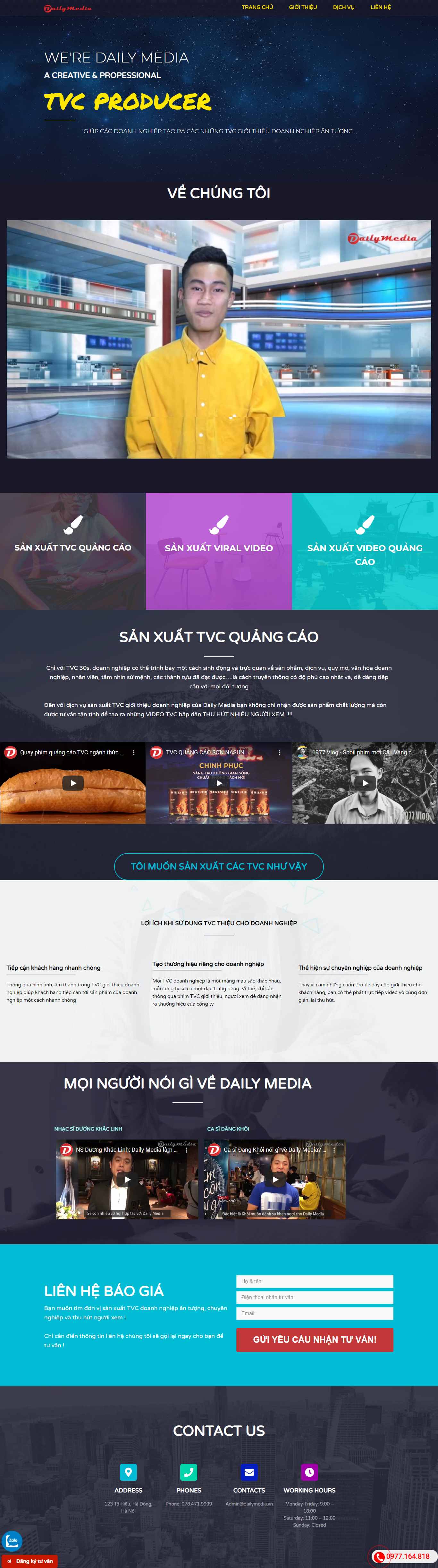 Thiết kế Web quảng cáo tvc dailymedia.vn
