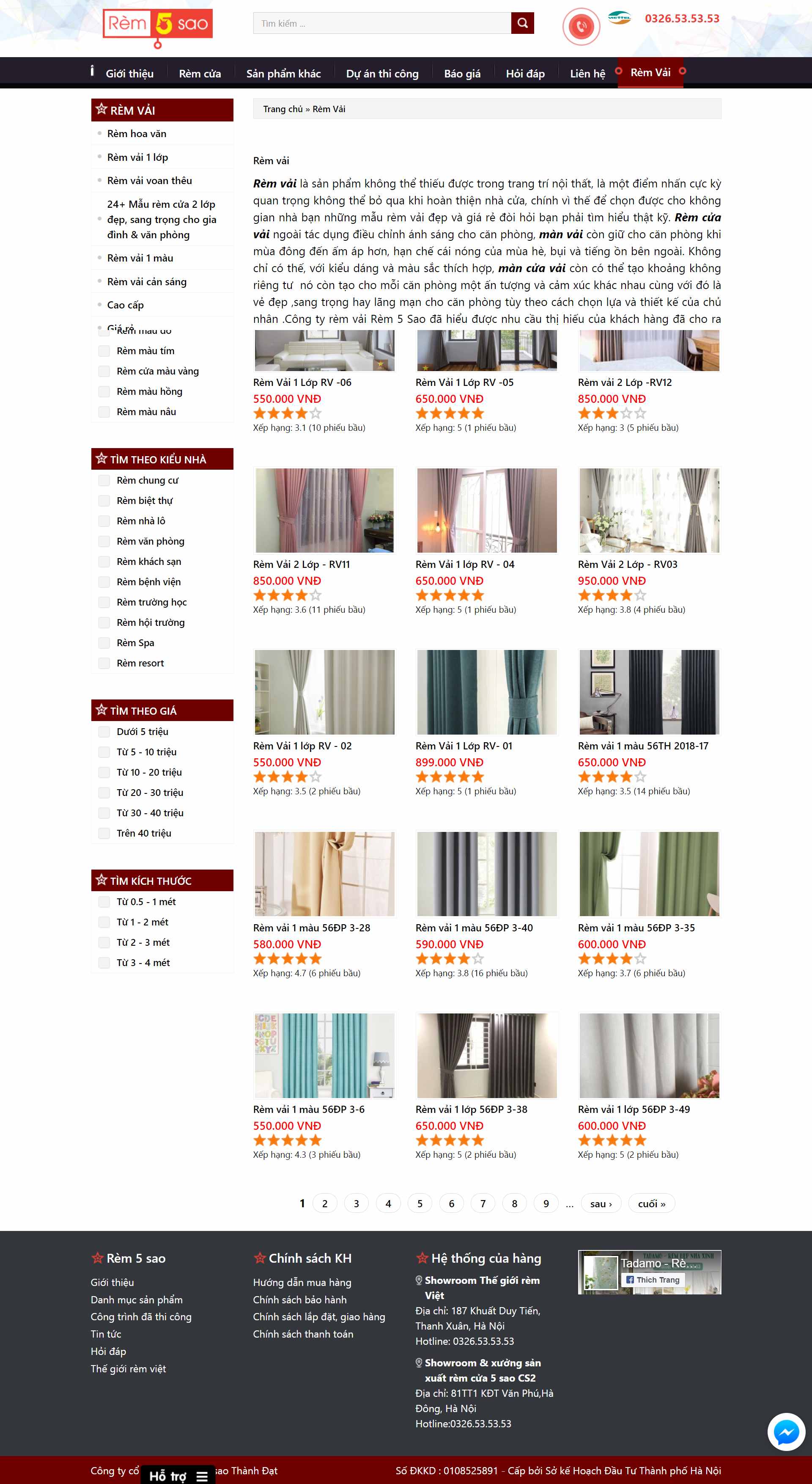 Thiết kế Web rèm vải remcua5sao.com